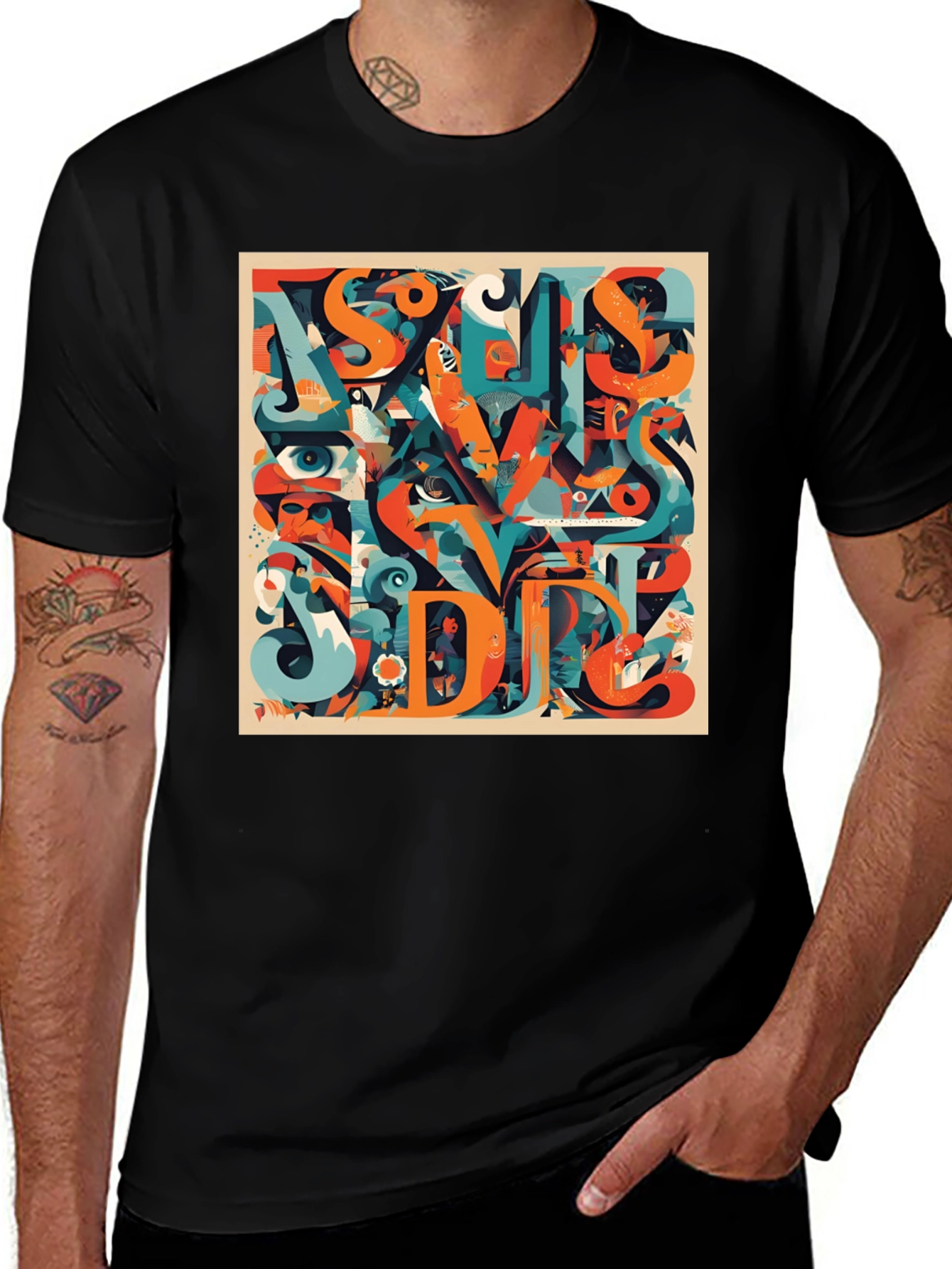 Abstract Graphic Print Crew Neck T-Shirt