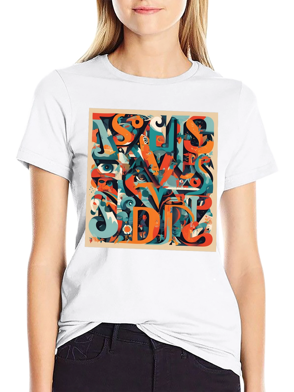 Abstract Graphic Print Crew Neck T-Shirt