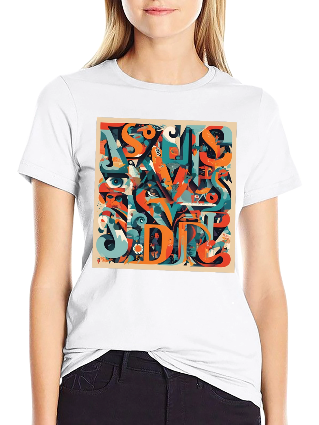 Abstract Graphic Print Crew Neck T-Shirt