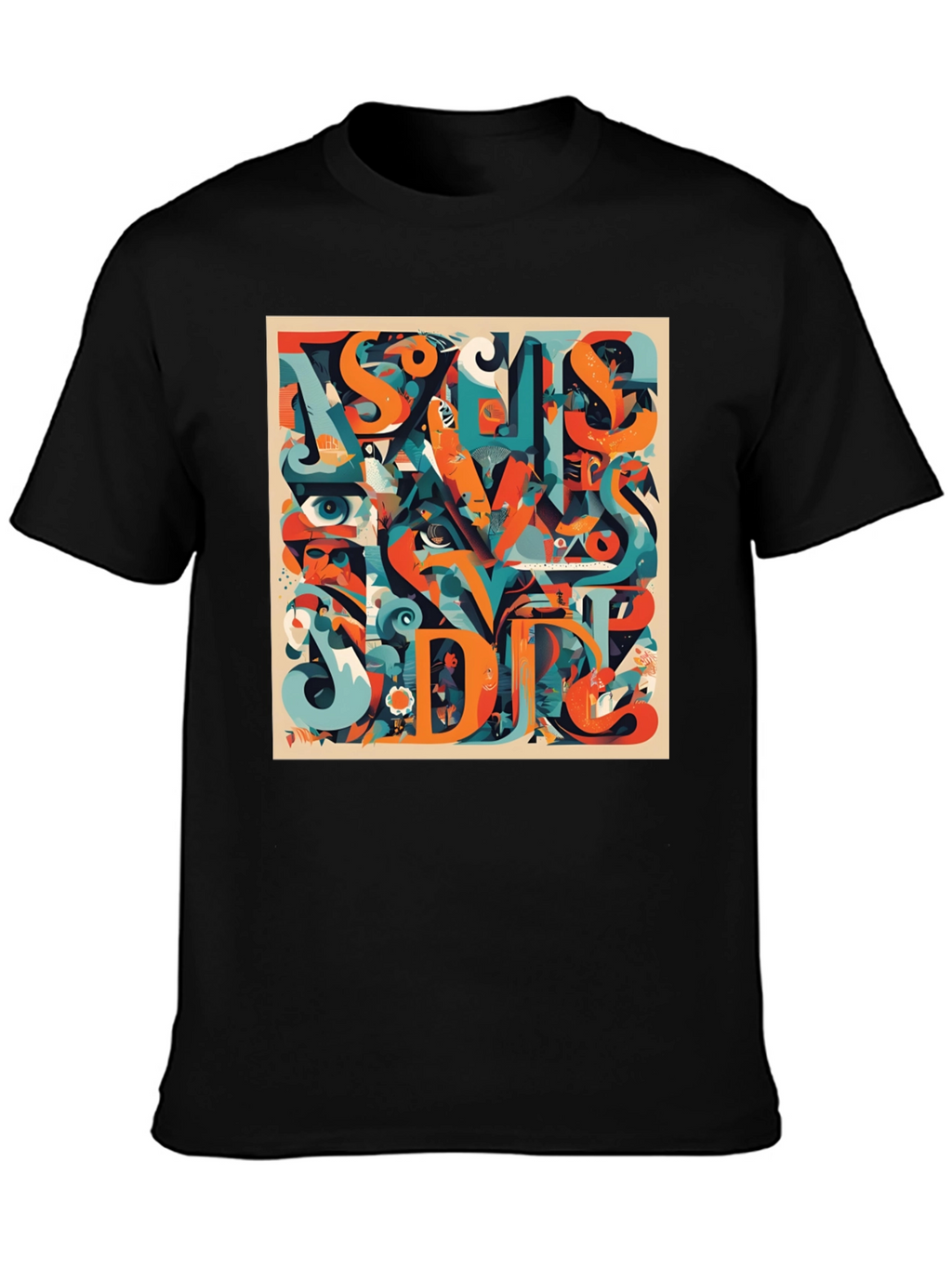 Abstract Graphic Print Crew Neck T-Shirt