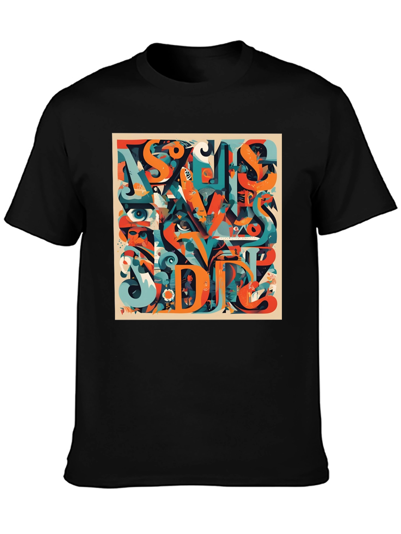 Abstract Graphic Print Crew Neck T-Shirt