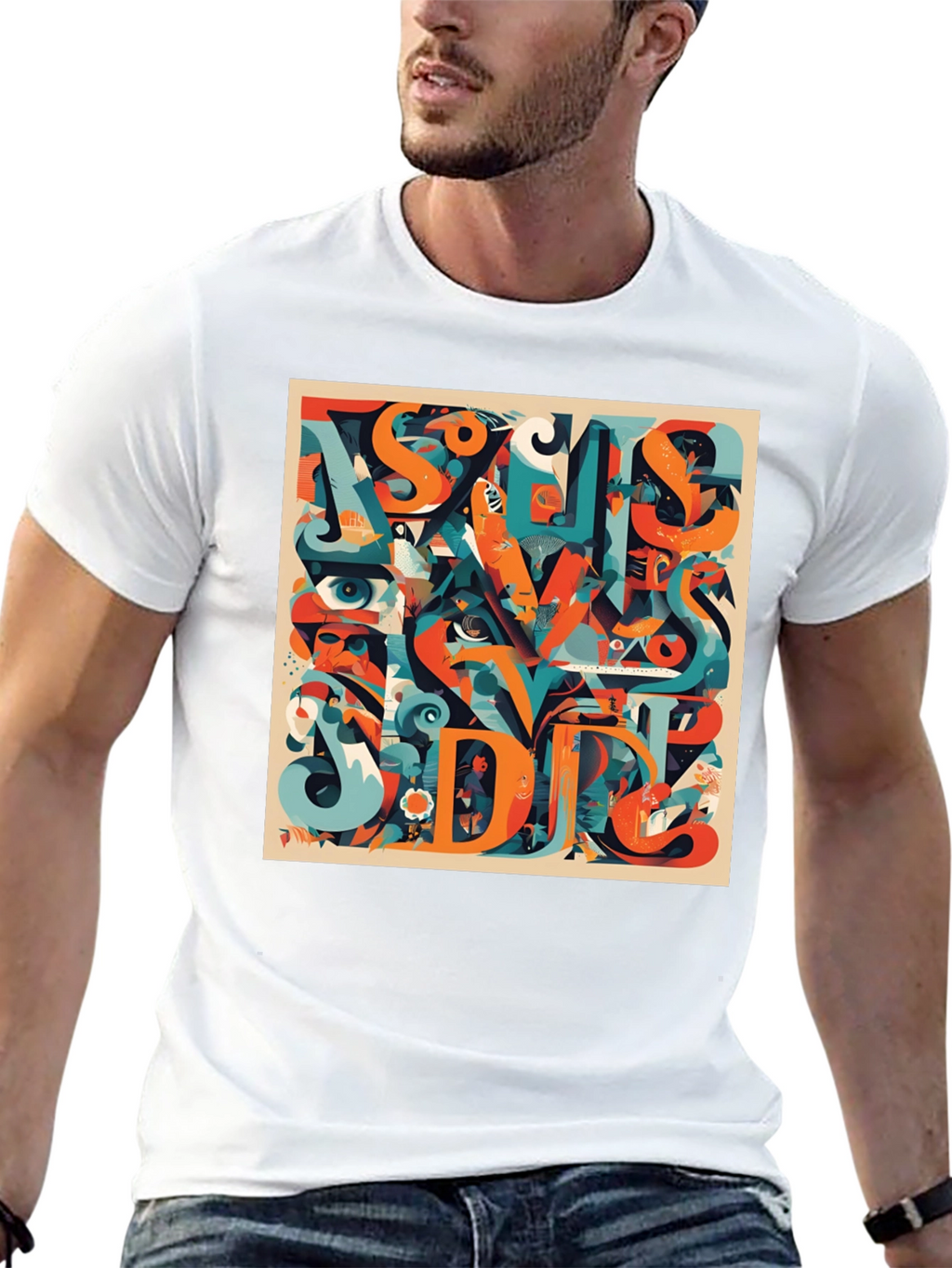 Abstract Graphic Print Crew Neck T-Shirt