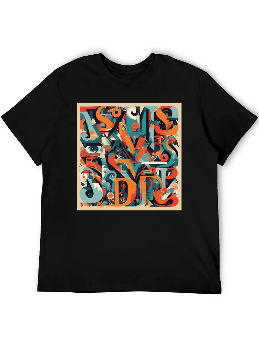 Abstract Graphic Print Crew Neck T-Shirt
