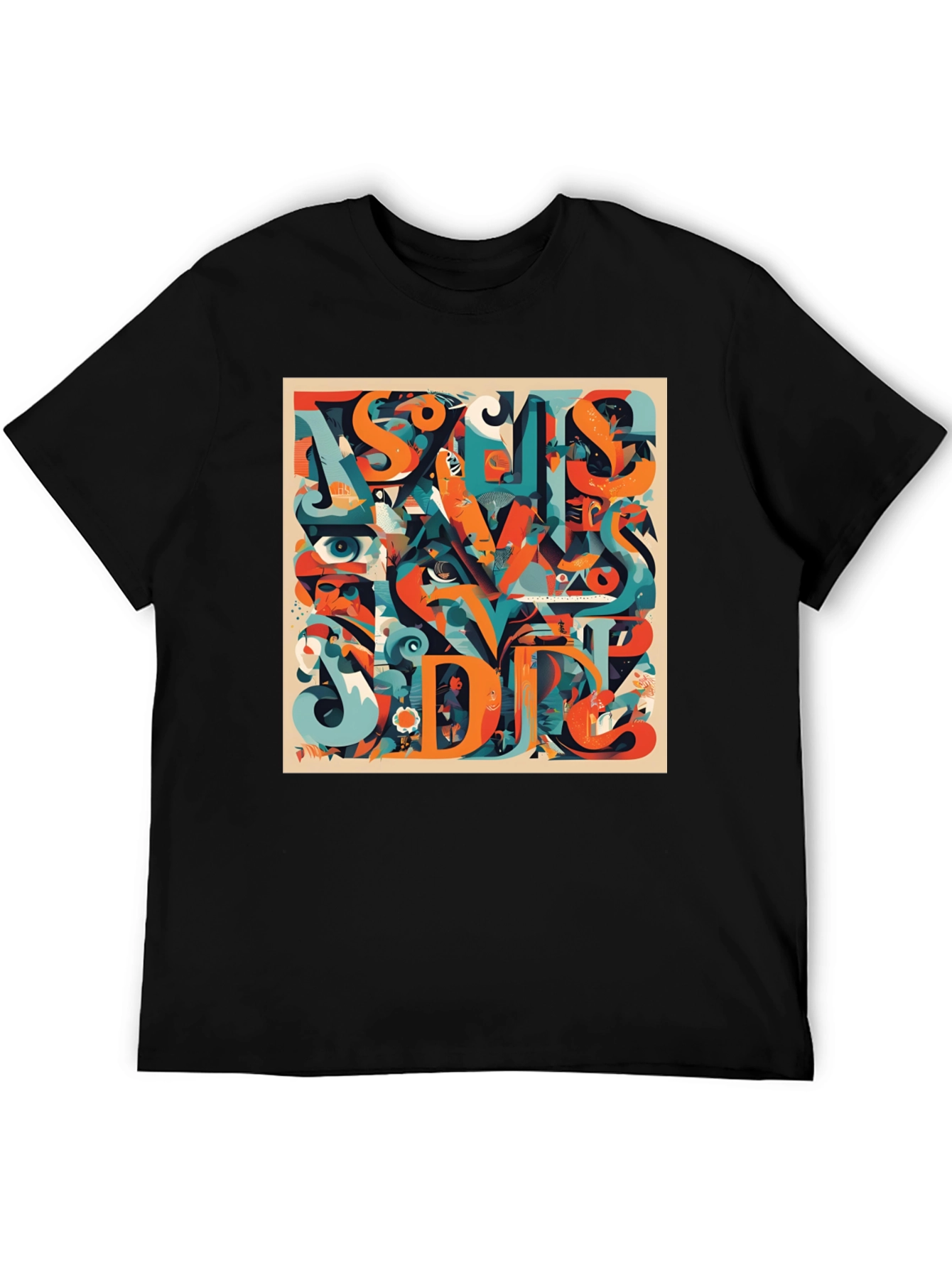 Abstract Graphic Print Crew Neck T-Shirt