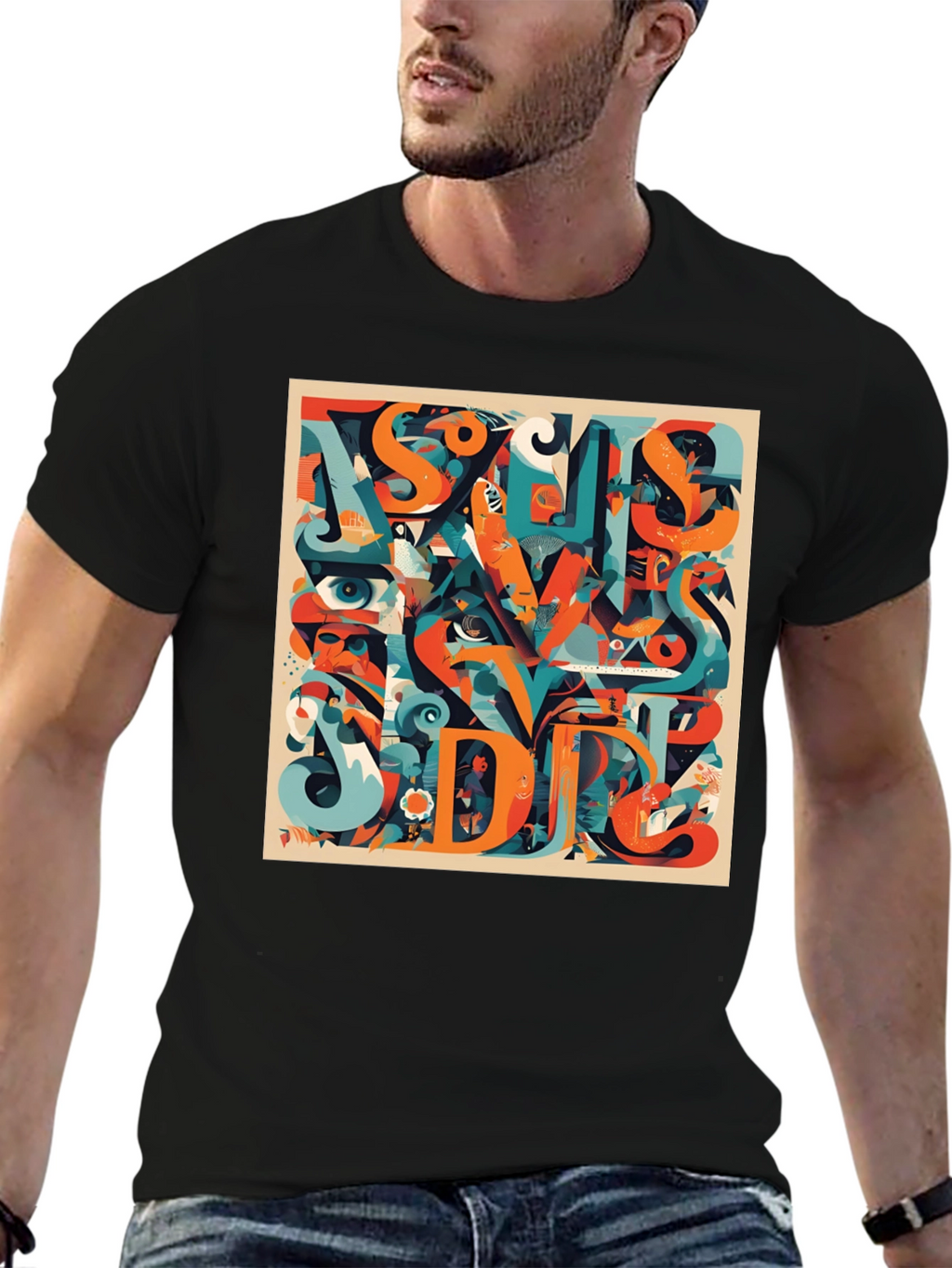 Abstract Graphic Print Crew Neck T-Shirt