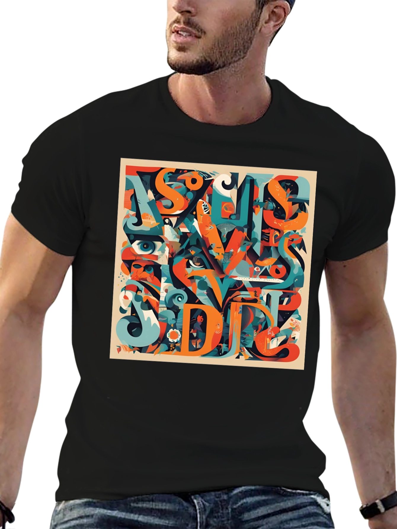 Abstract Graphic Print Crew Neck T-Shirt