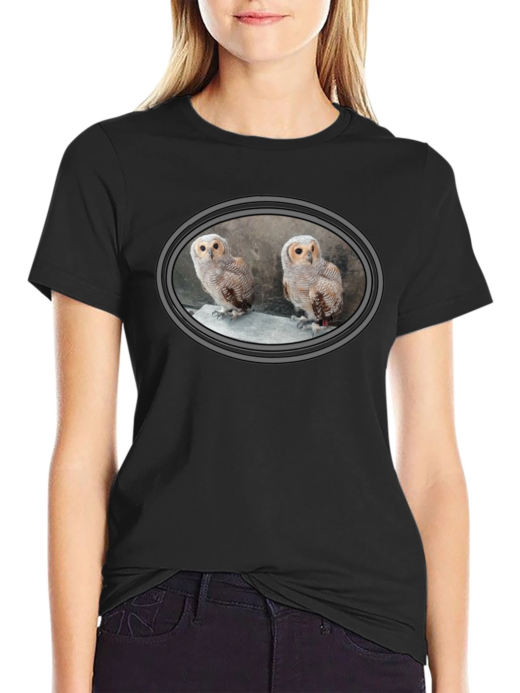 Owl Design Black T-Shirt - Mens Graphic Tee