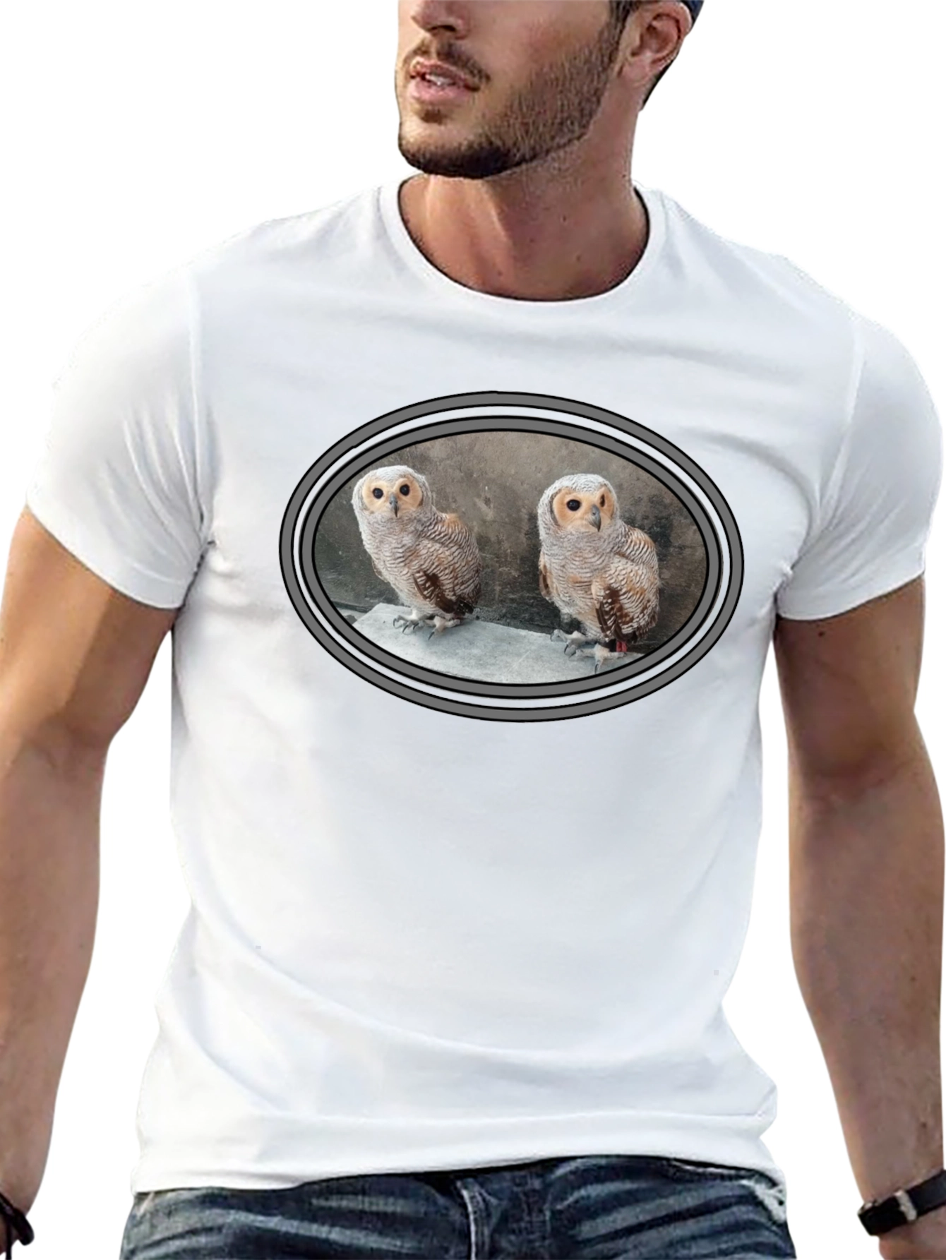Owl Design Black T-Shirt - Mens Graphic Tee