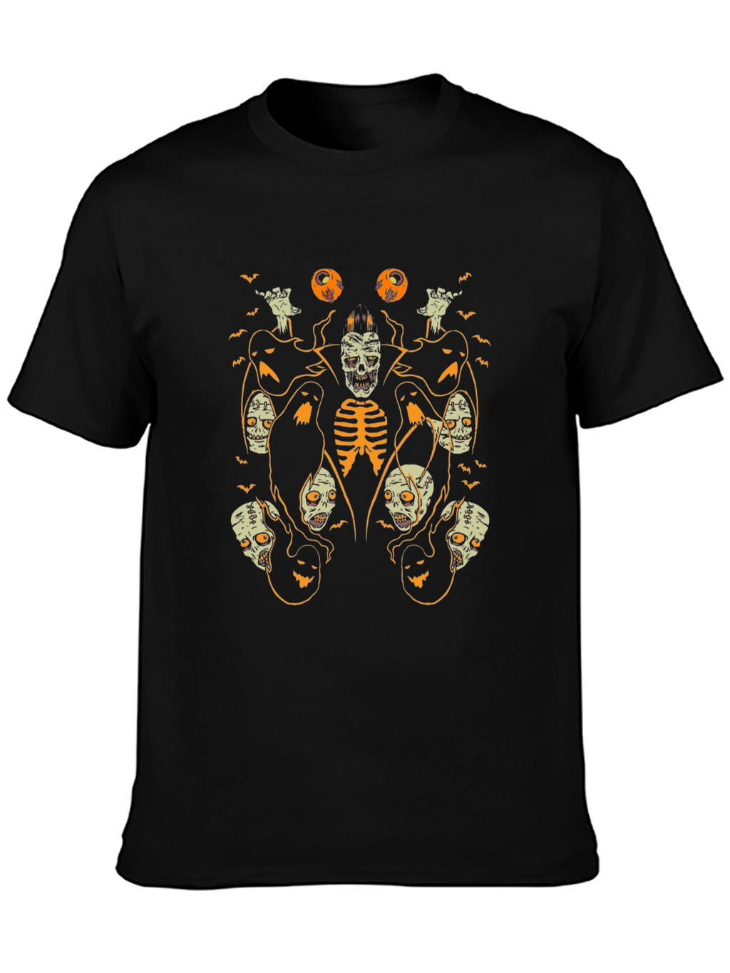 Spooky Halloween Graphic Tee - Black Cotton Shirt
