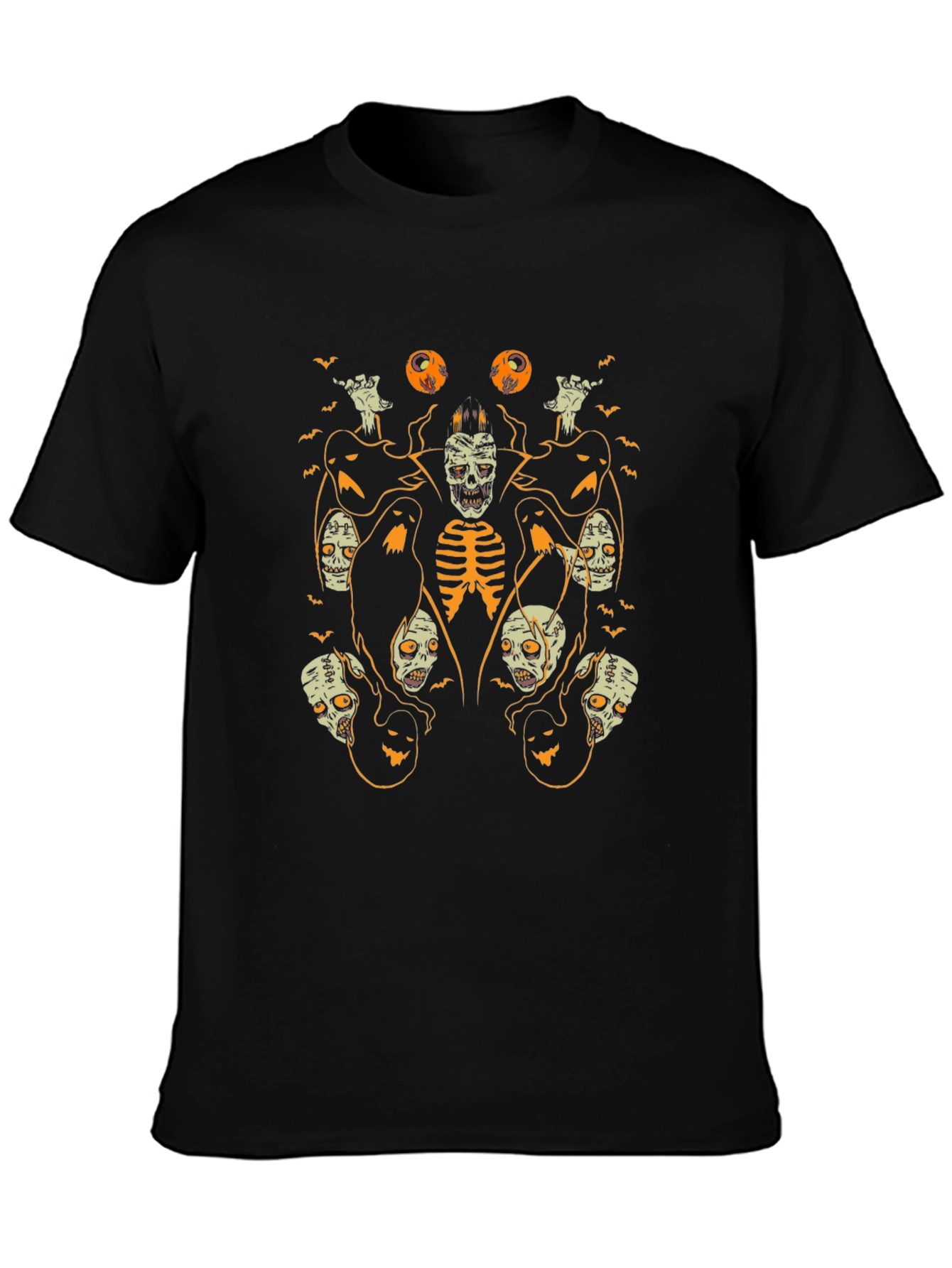 Spooky Halloween Graphic Tee - Black Cotton Shirt
