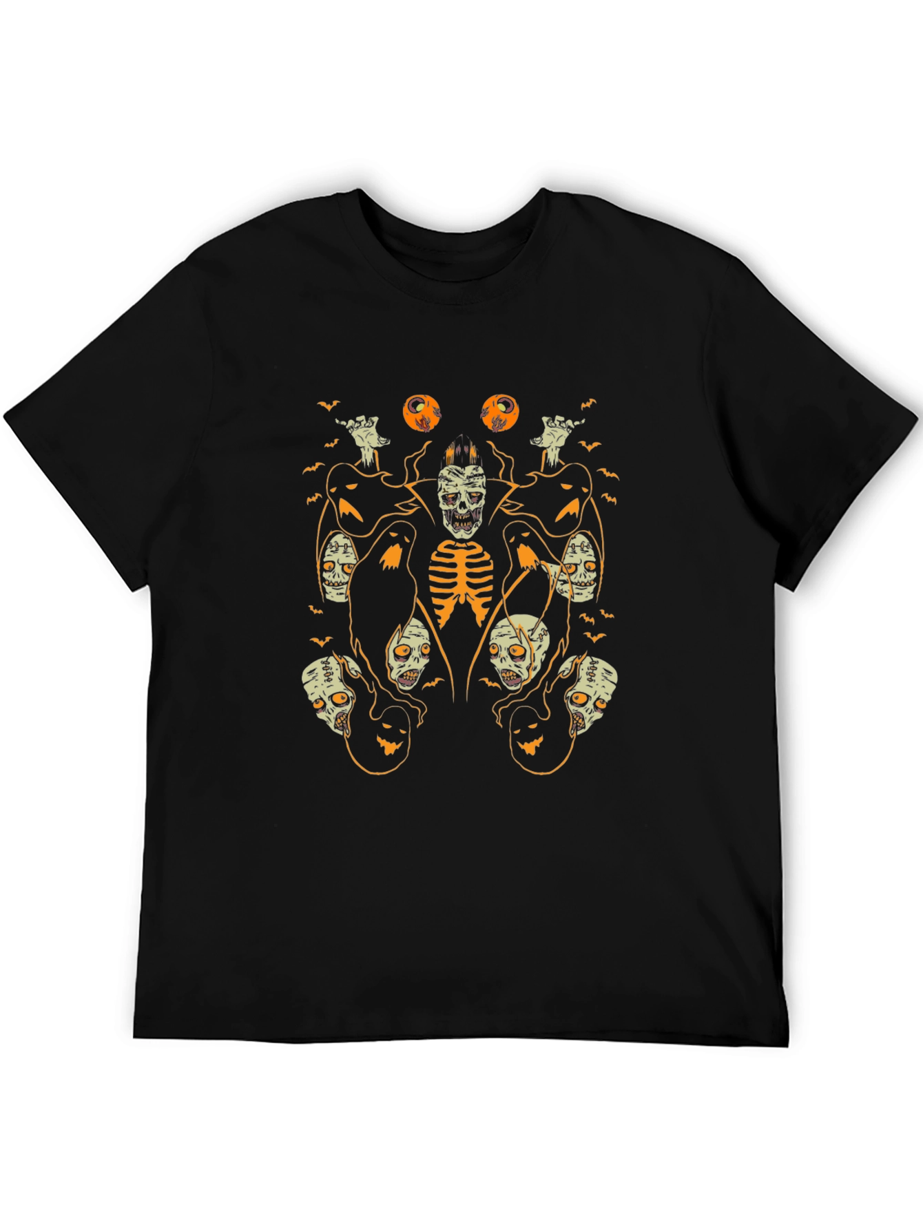 Spooky Halloween Graphic Tee - Black Cotton Shirt
