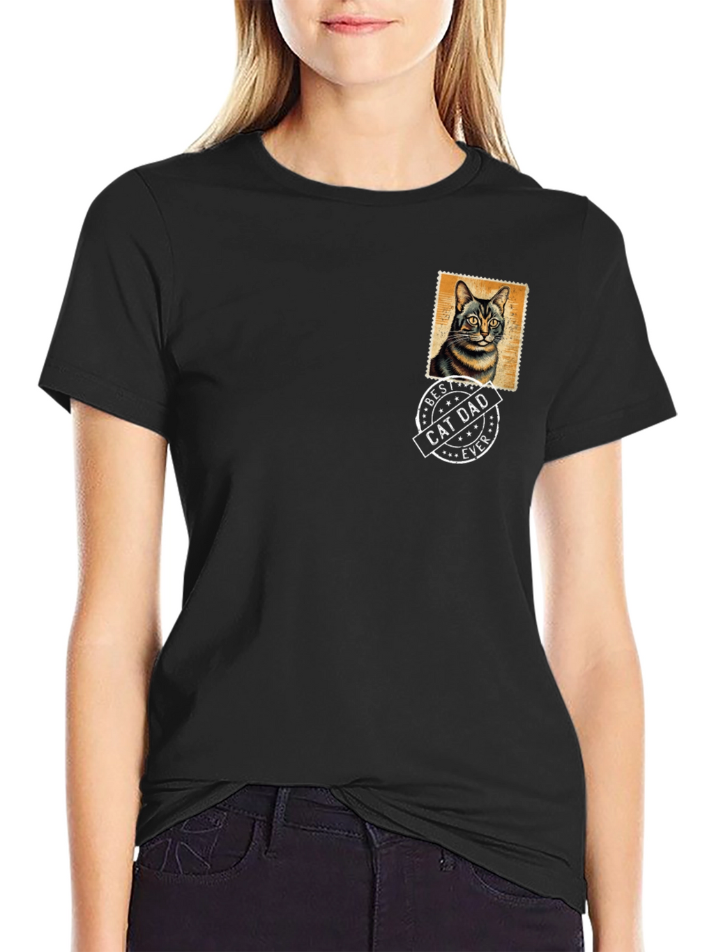 Best Cat Dad Ever Graphic Tee - Black