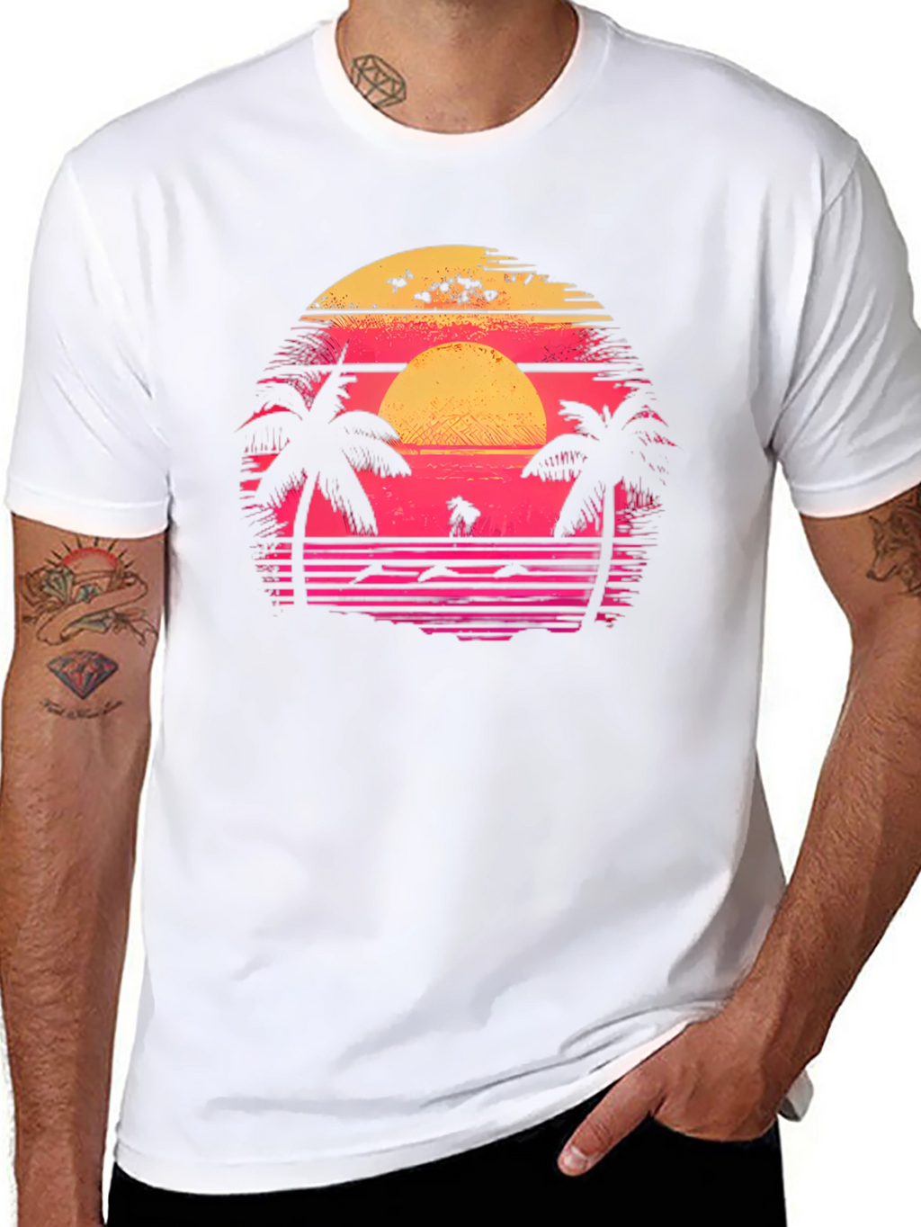 Retro Sunset Palm Tree Graphic Tee