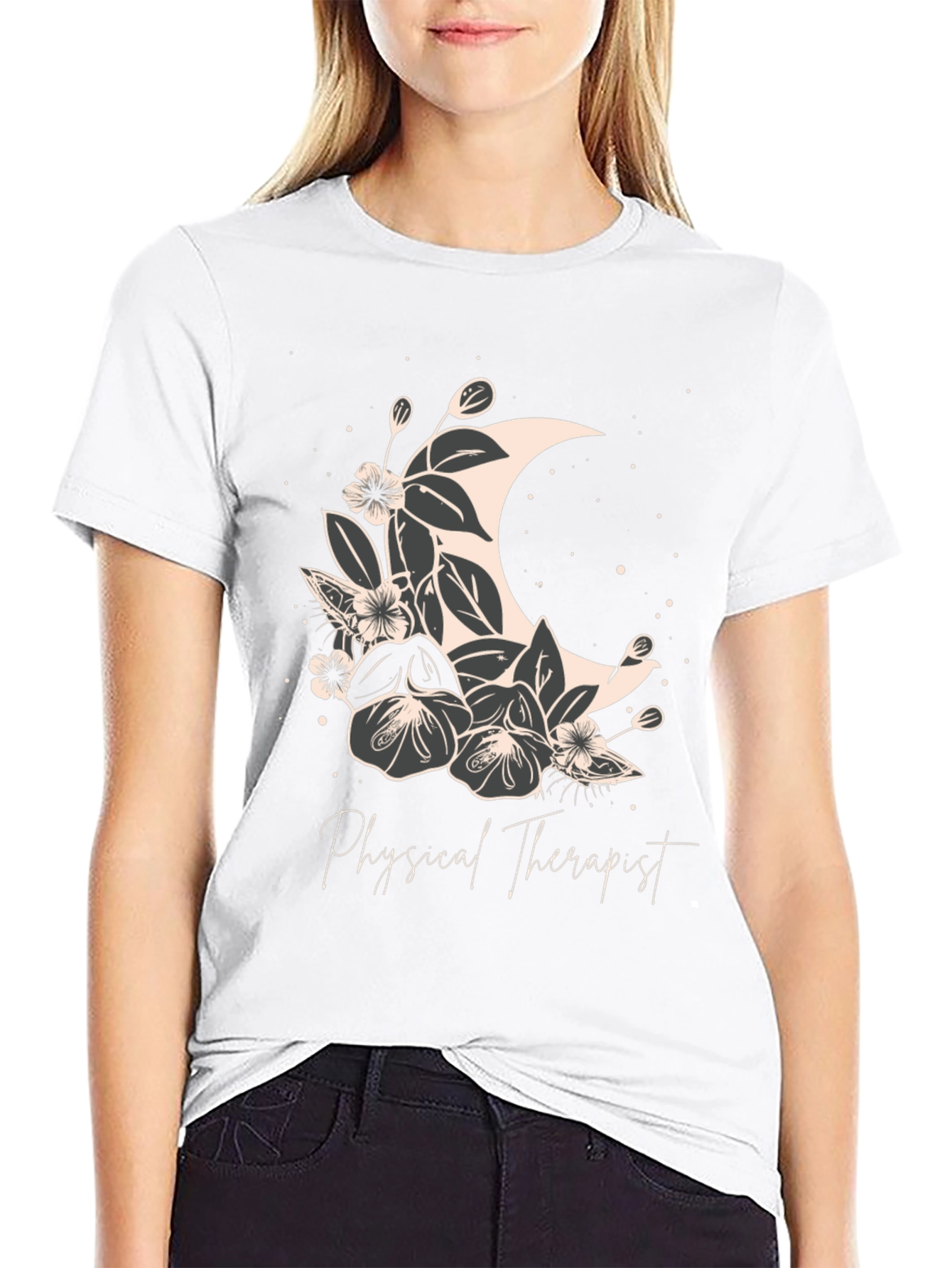 Floral Moon Physical Therapist T-Shirt