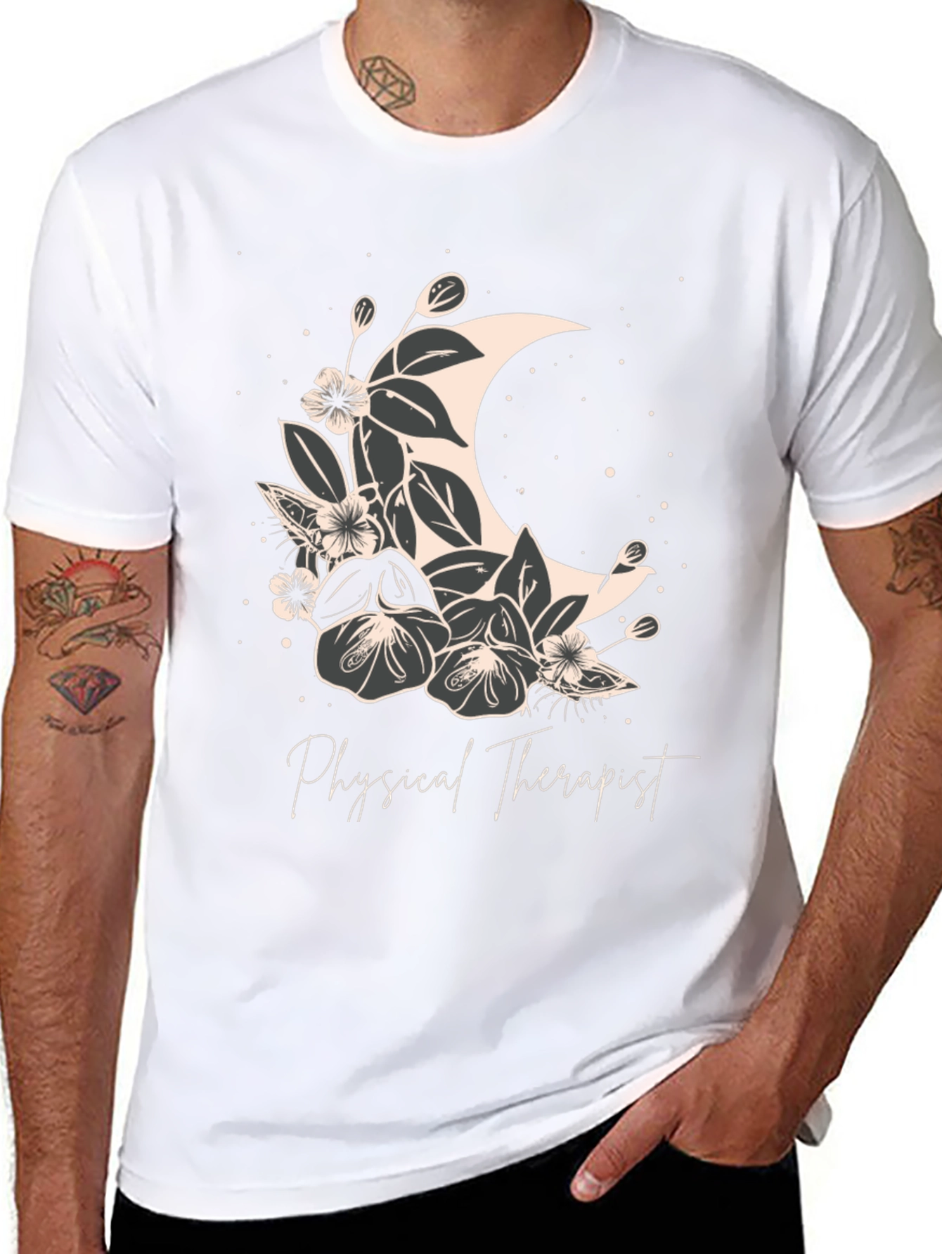 Floral Moon Physical Therapist T-Shirt