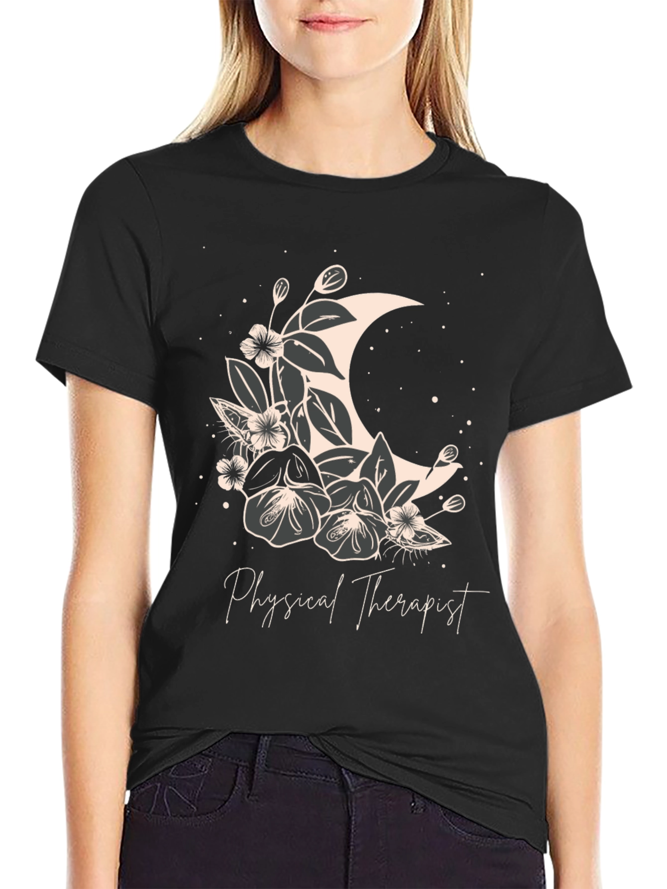 Floral Moon Physical Therapist T-Shirt