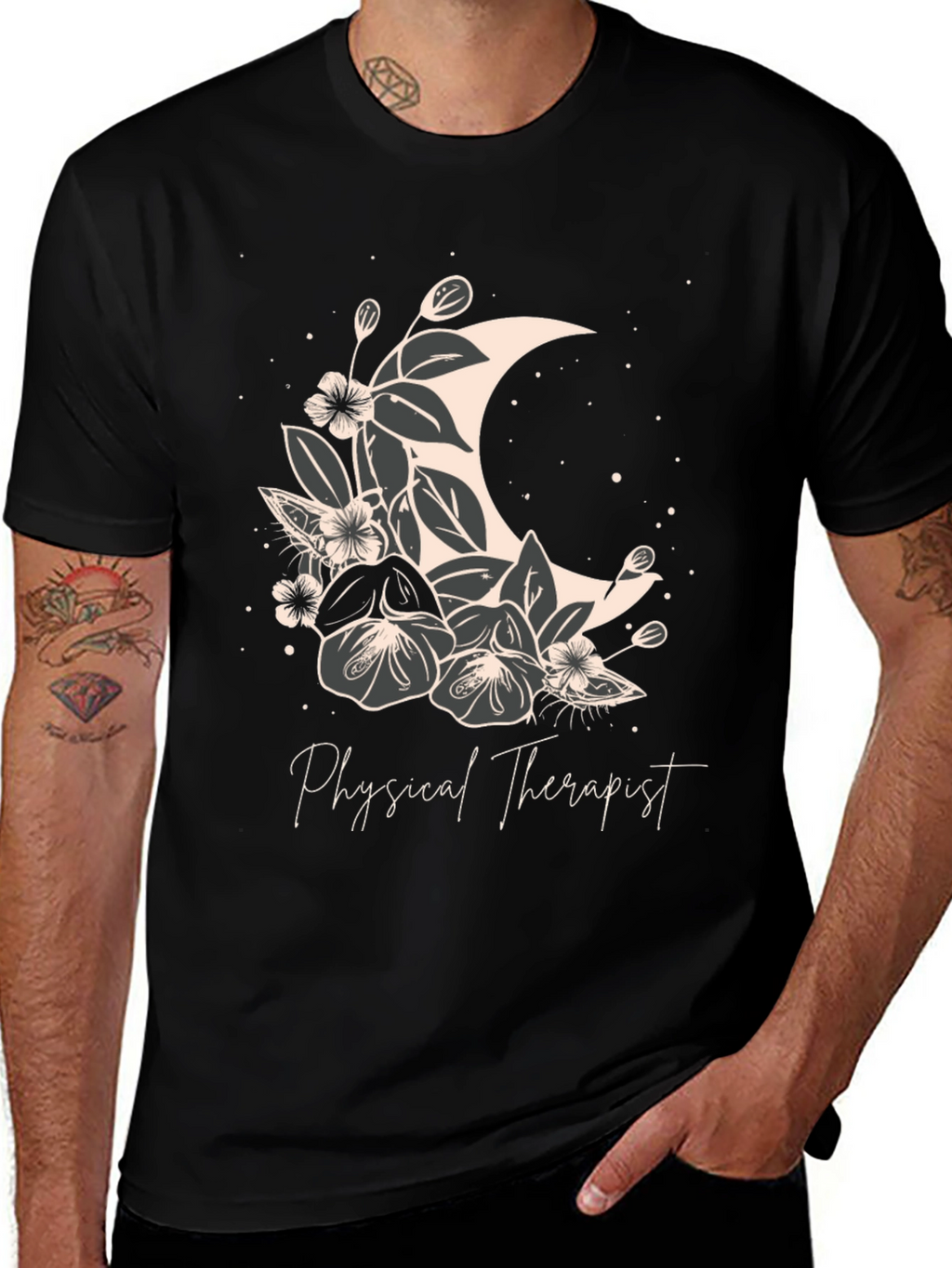 Floral Moon Physical Therapist T-Shirt