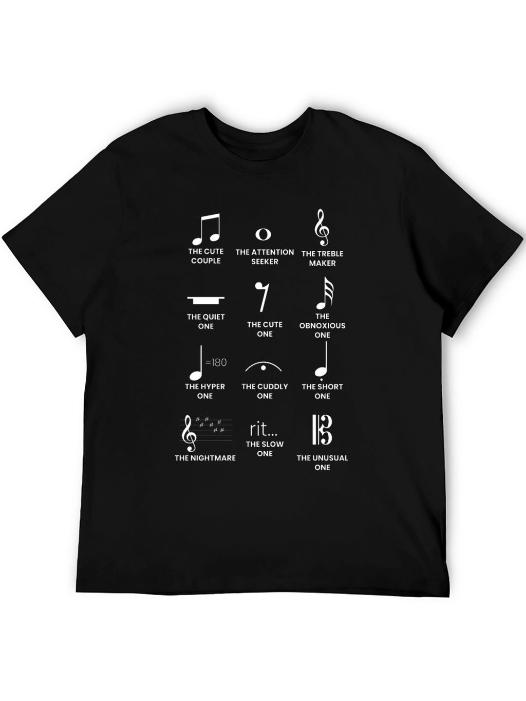 Musical Note Personality T-Shirt - Black Novelty Tee