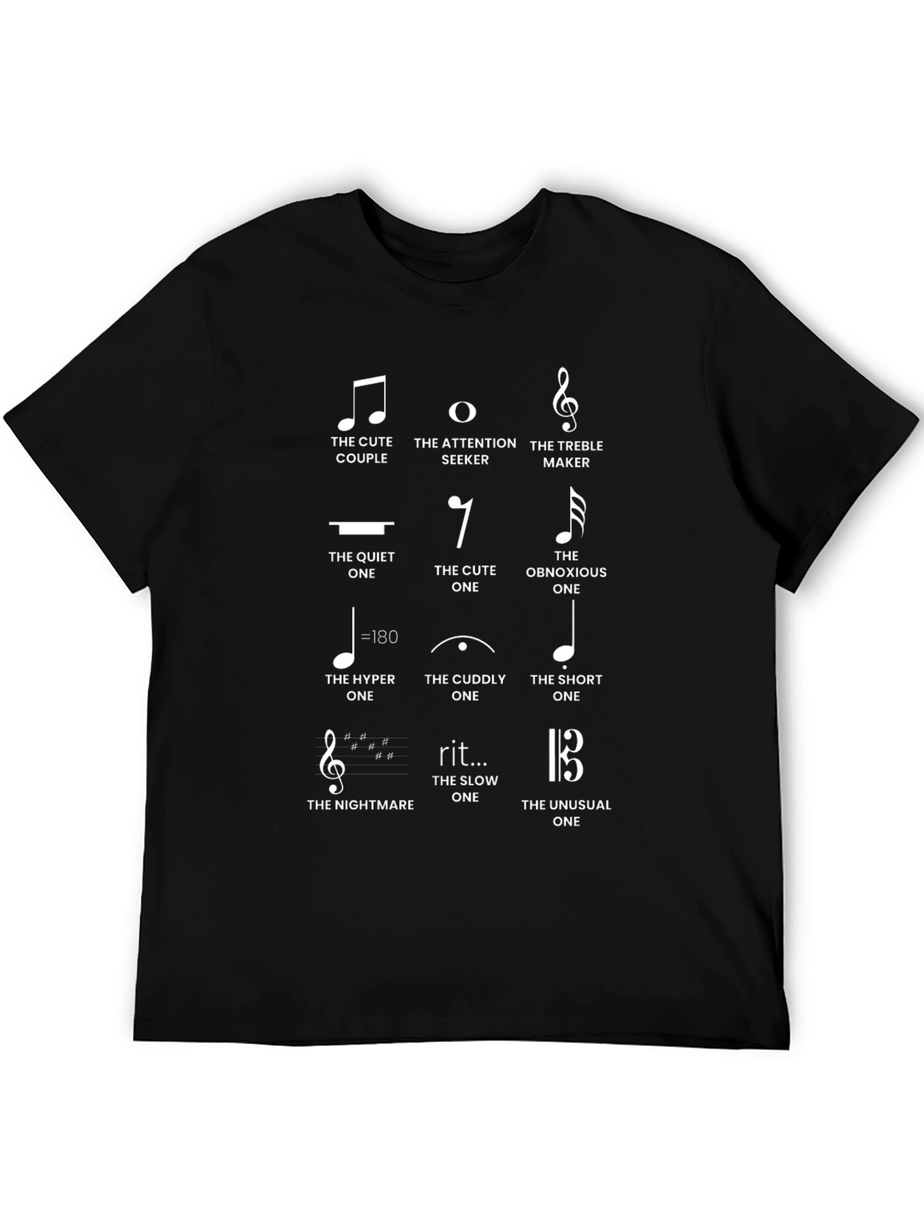 Musical Note Personality T-Shirt - Black Novelty Tee