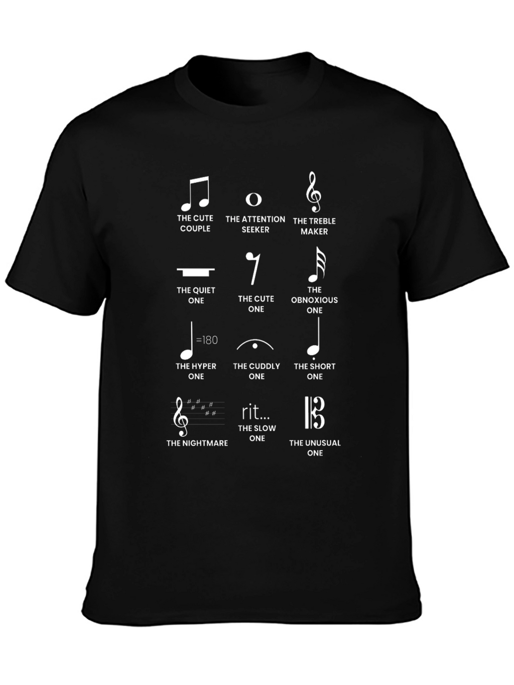 Musical Note Personality T-Shirt - Black Novelty Tee