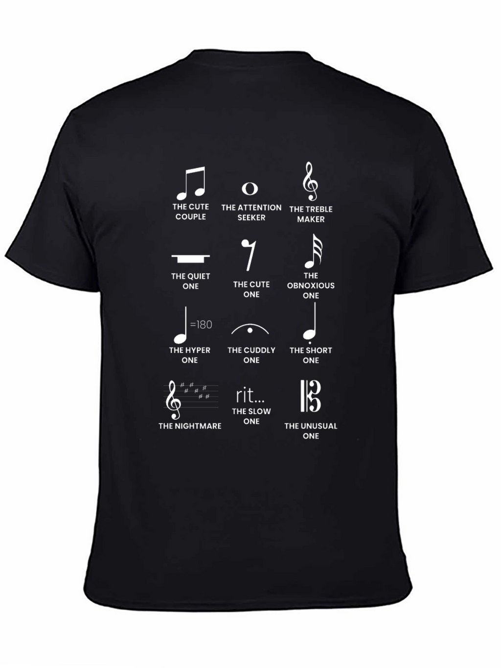 Musical Note Personality T-Shirt - Black Novelty Tee