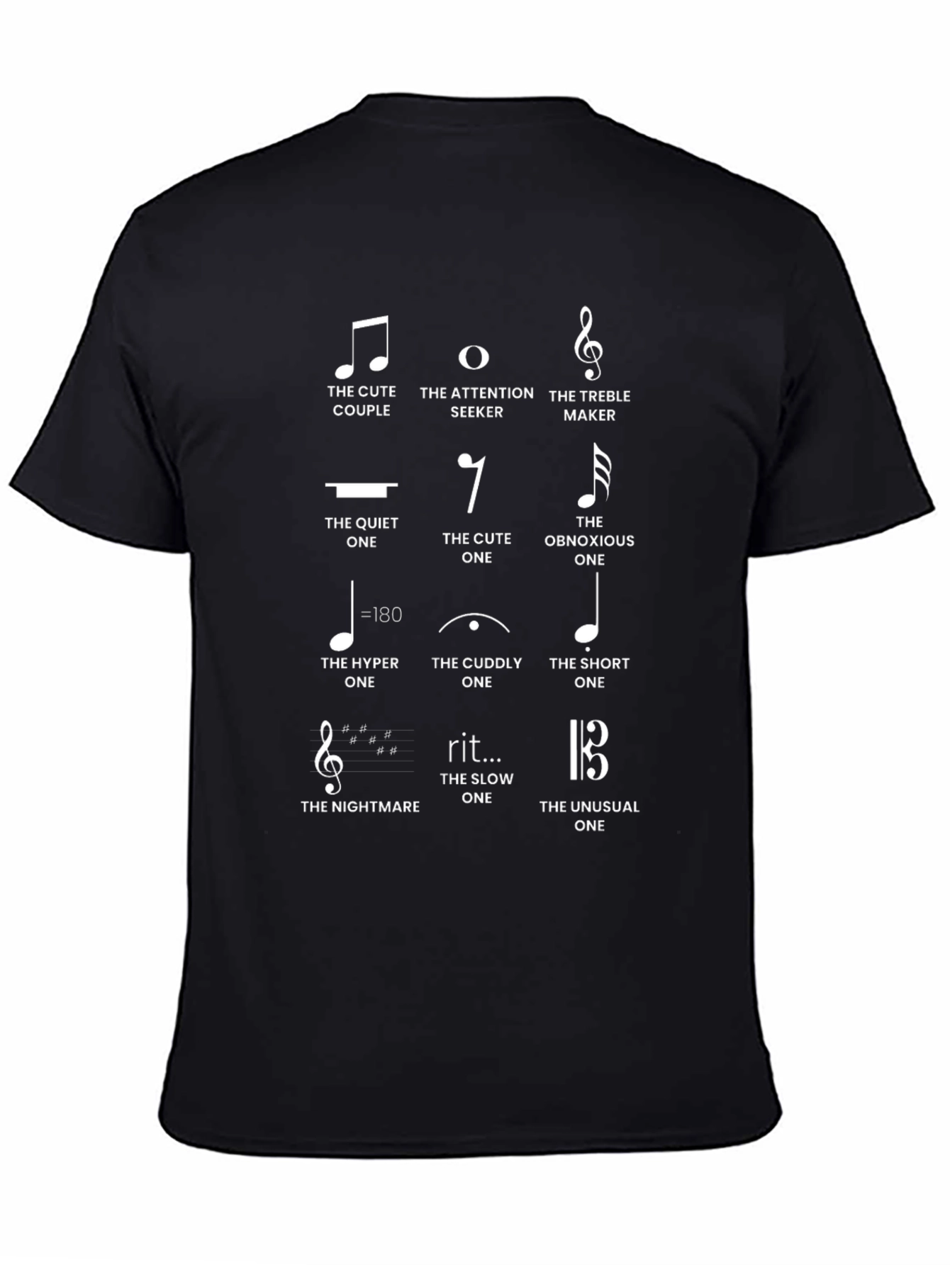 Musical Note Personality T-Shirt - Black Novelty Tee