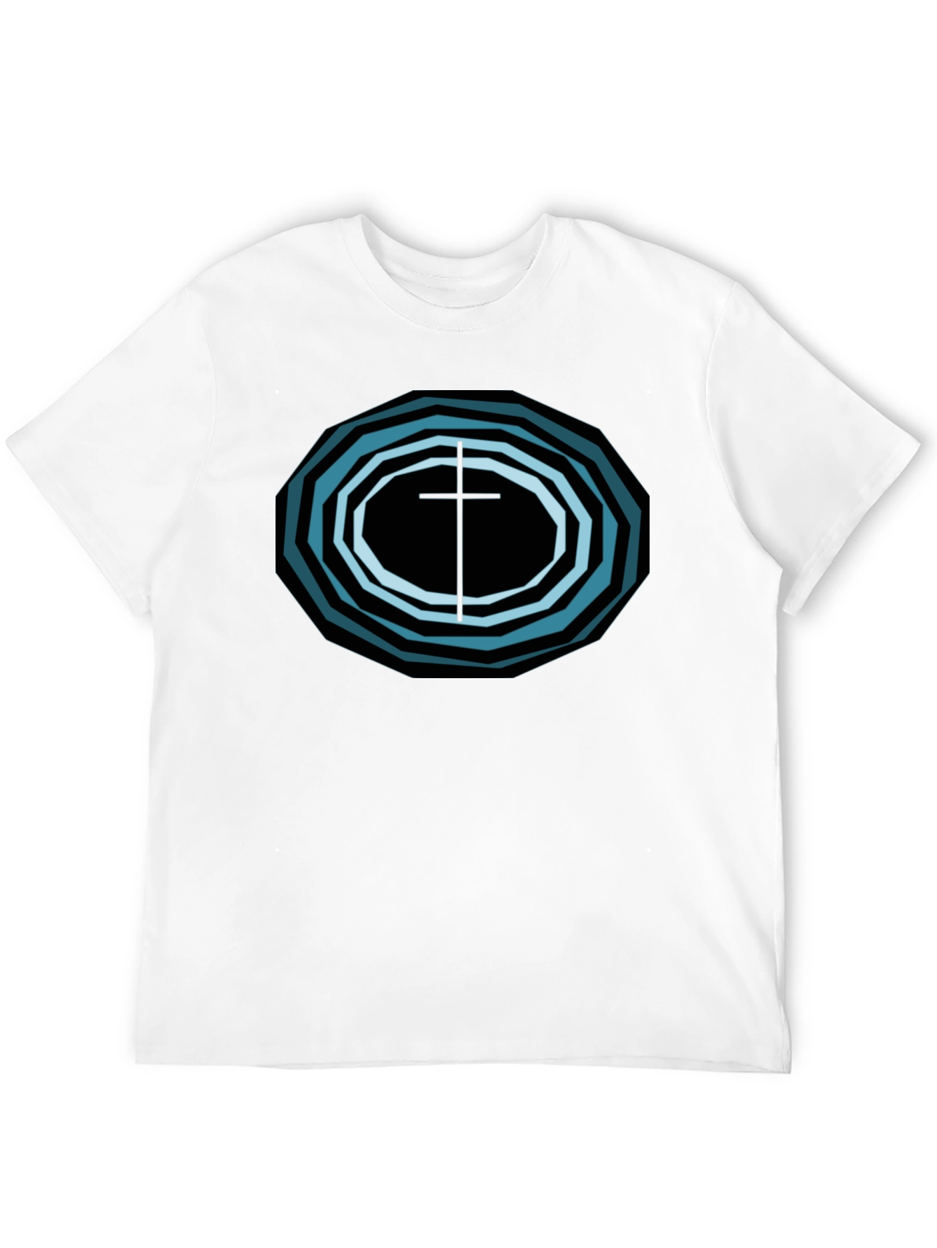 Geometric Cross Graphic Tee - Black