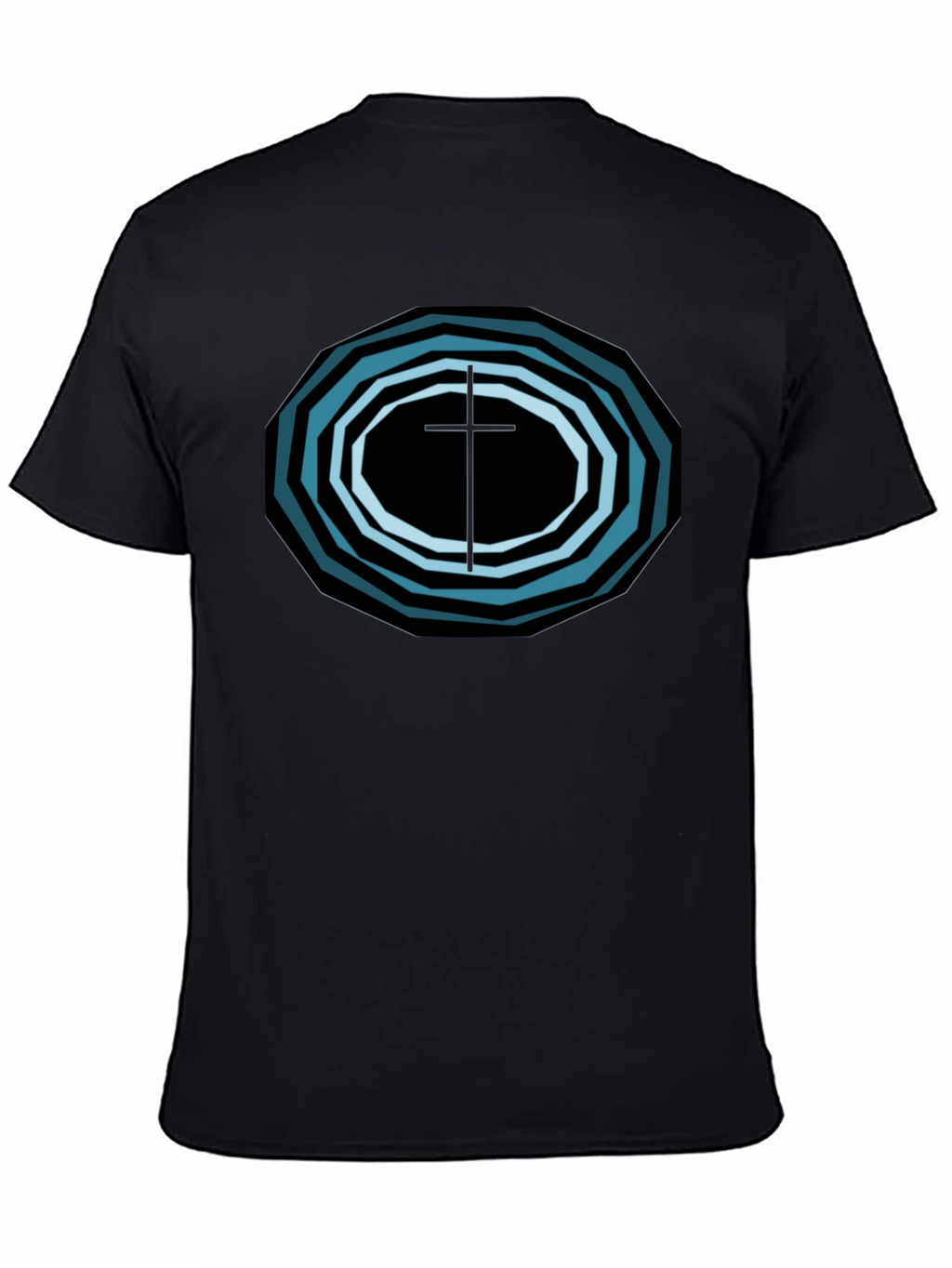 Geometric Cross Graphic Tee - Black