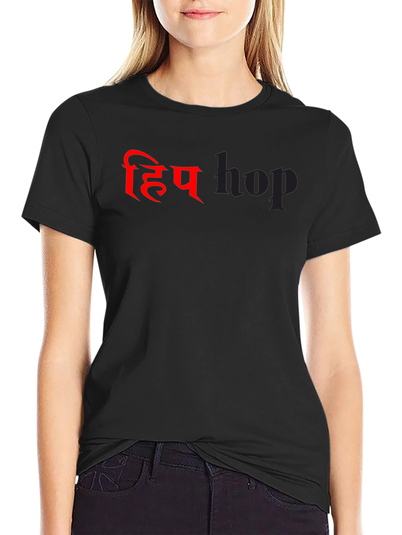 Hip Hop Graphic Tee - Black Cotton T-Shirt