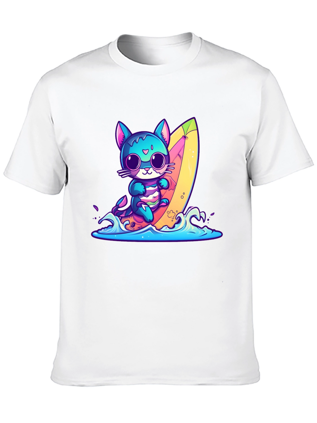 Surfing Cat Graphic Tee - Fun Summer Vibes