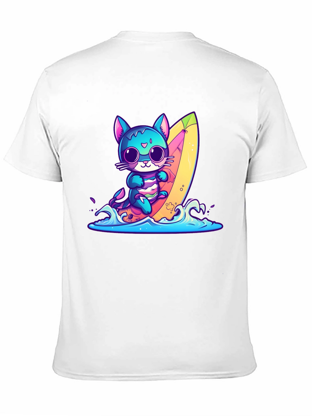 Surfing Cat Graphic Tee - Fun Summer Vibes