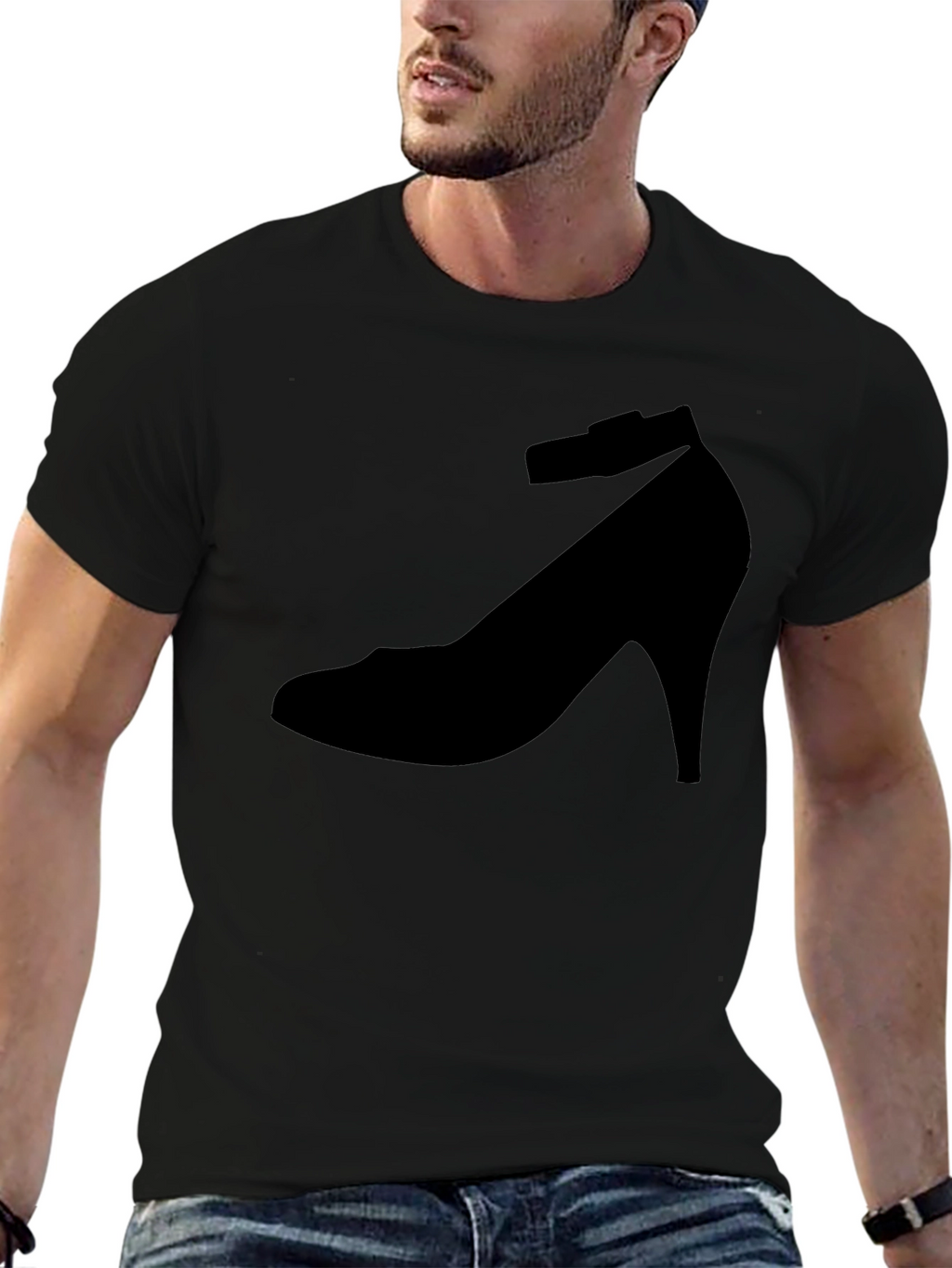 Black Shoe Print T-Shirt
