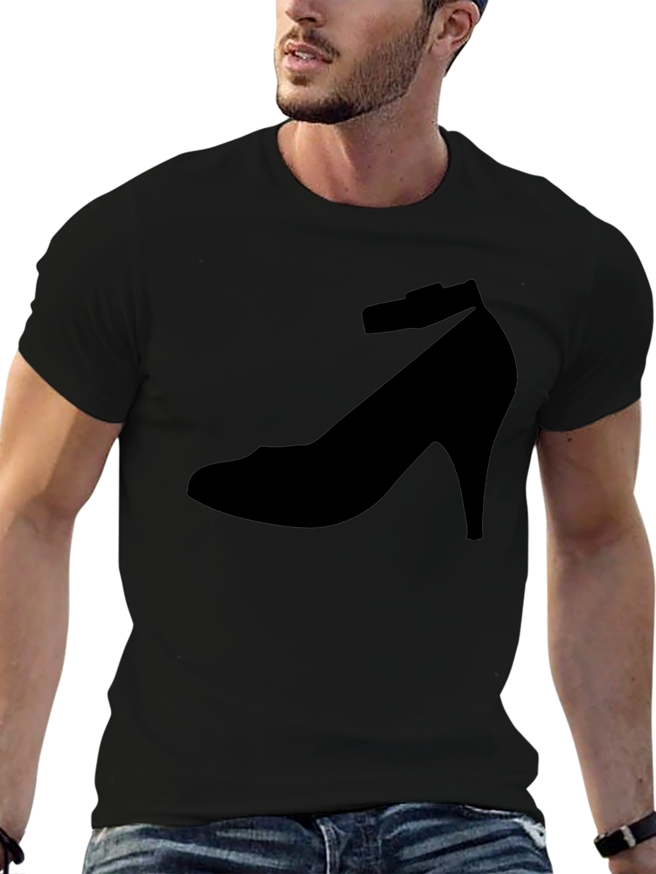 Black Shoe Print T-Shirt