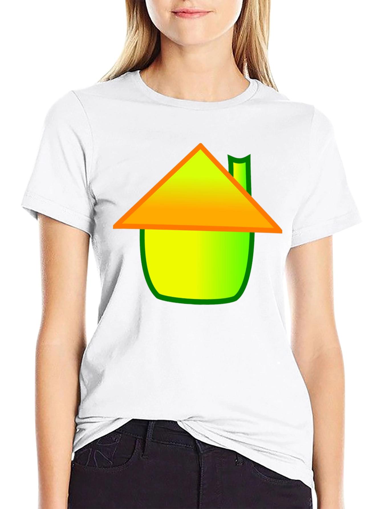 Whimsical House Graphic Tee - Black Cotton Blend Shirt