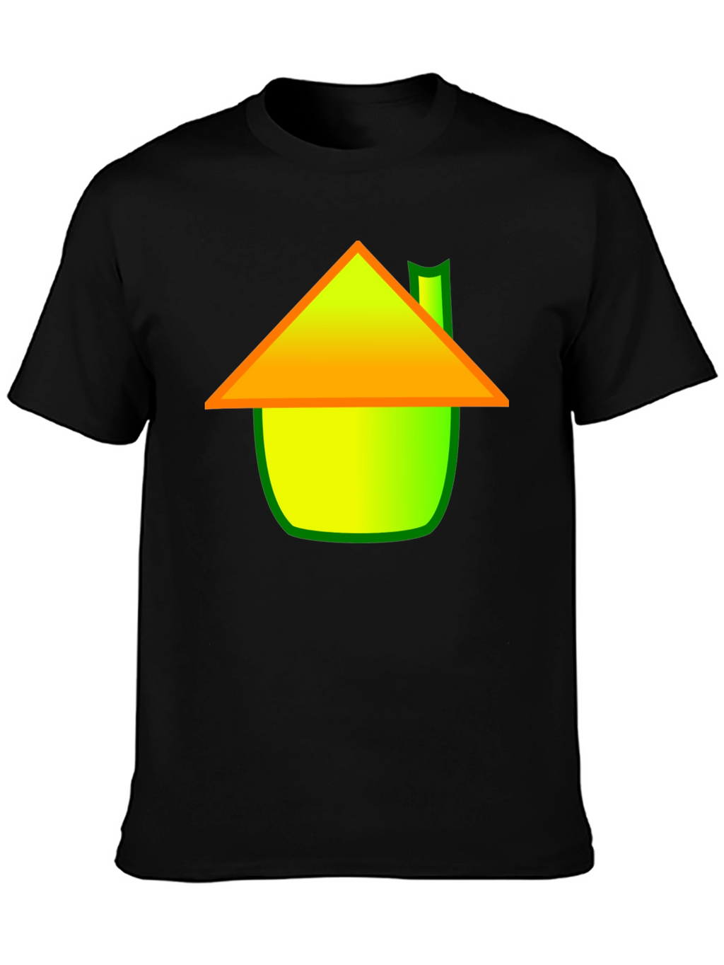 Whimsical House Graphic Tee - Black Cotton Blend Shirt