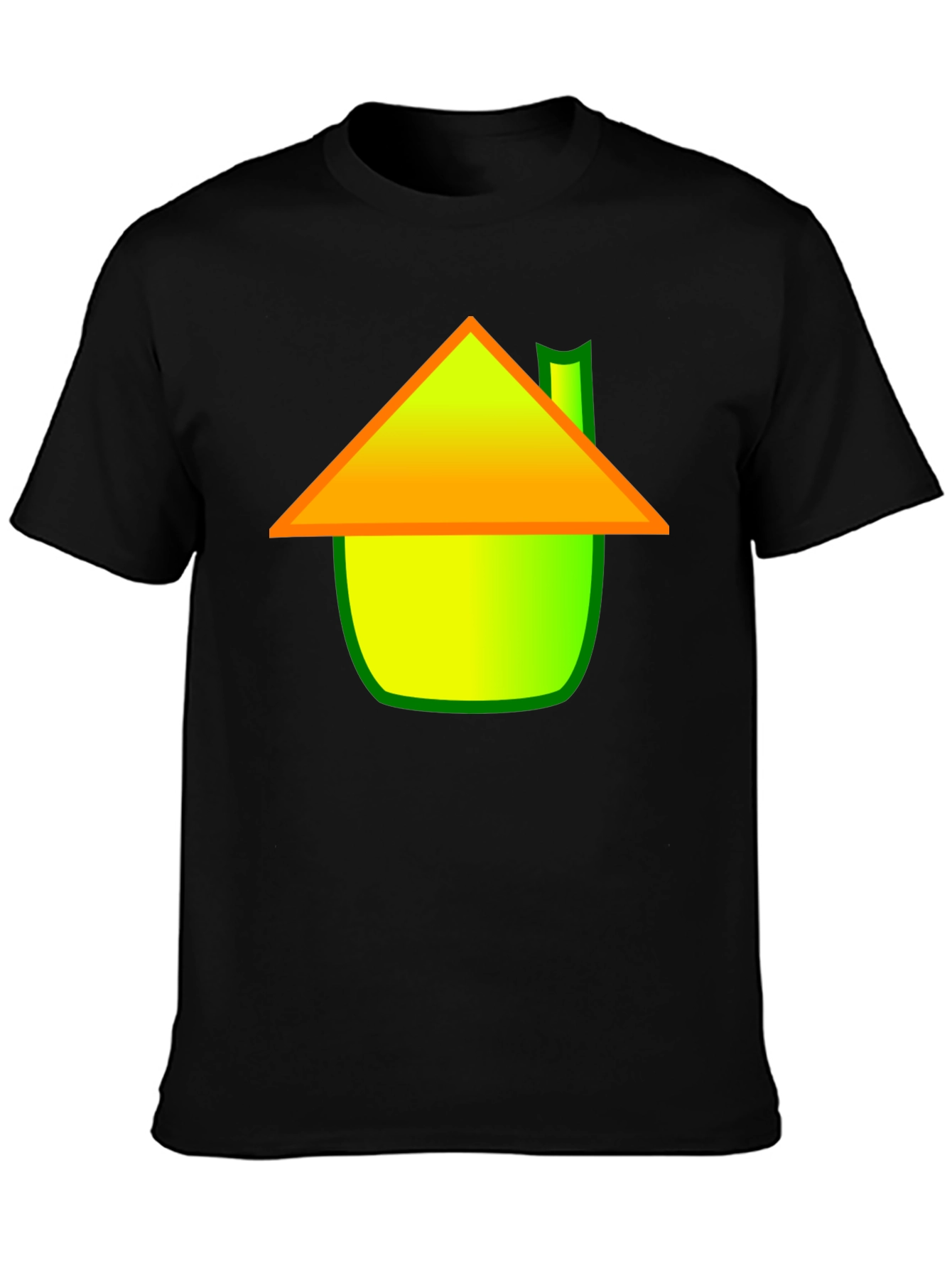 Whimsical House Graphic Tee - Black Cotton Blend Shirt