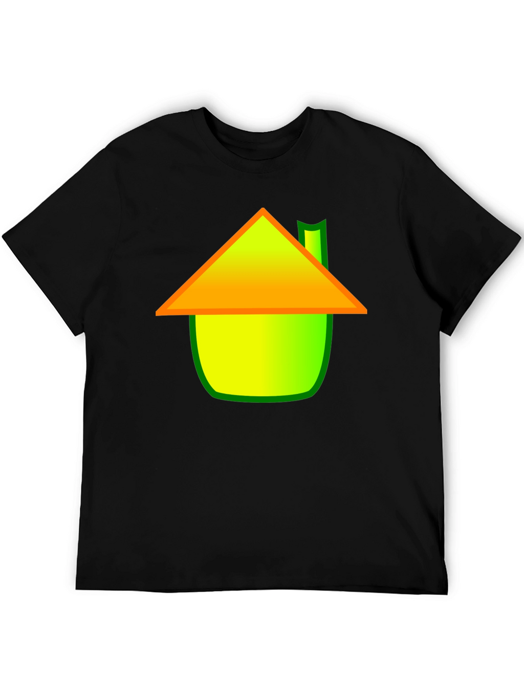 Whimsical House Graphic Tee - Black Cotton Blend Shirt