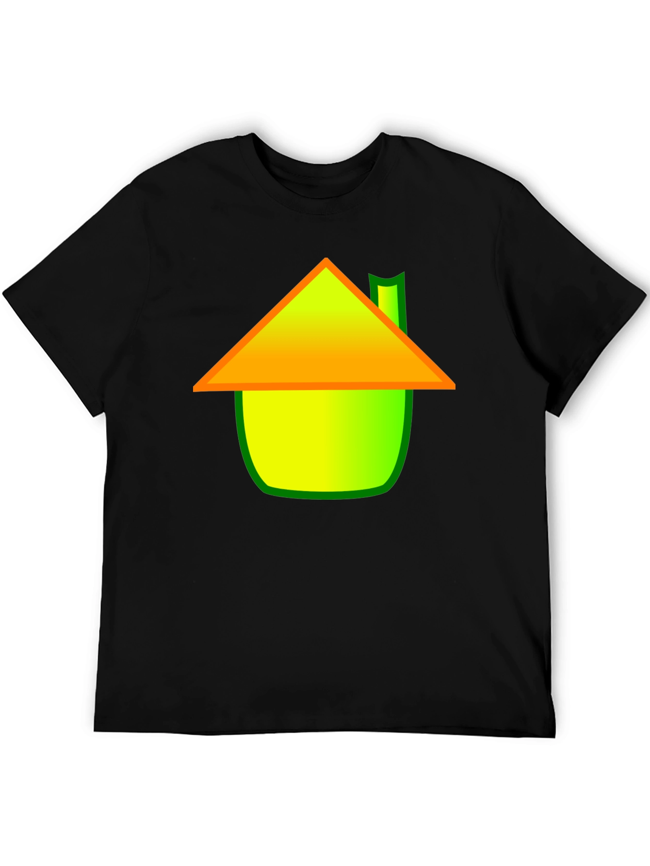 Whimsical House Graphic Tee - Black Cotton Blend Shirt