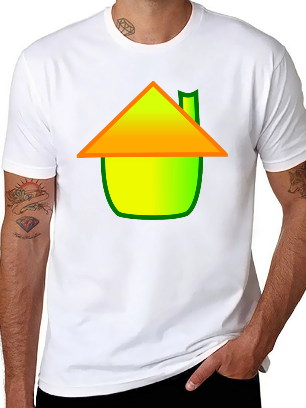 Whimsical House Graphic Tee - Black Cotton Blend Shirt
