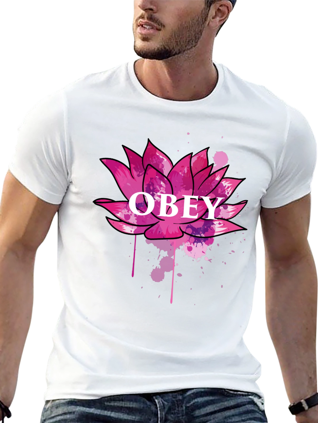 Obey Lotus Flower Graphic Black T-Shirt