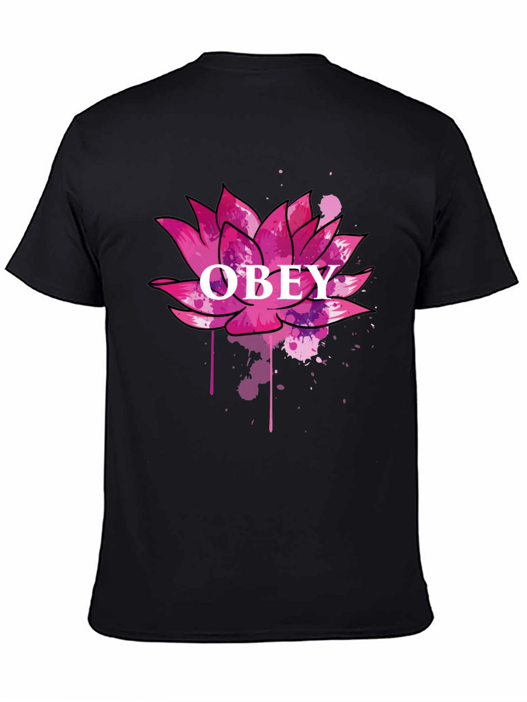 Obey Lotus Flower Graphic Black T-Shirt