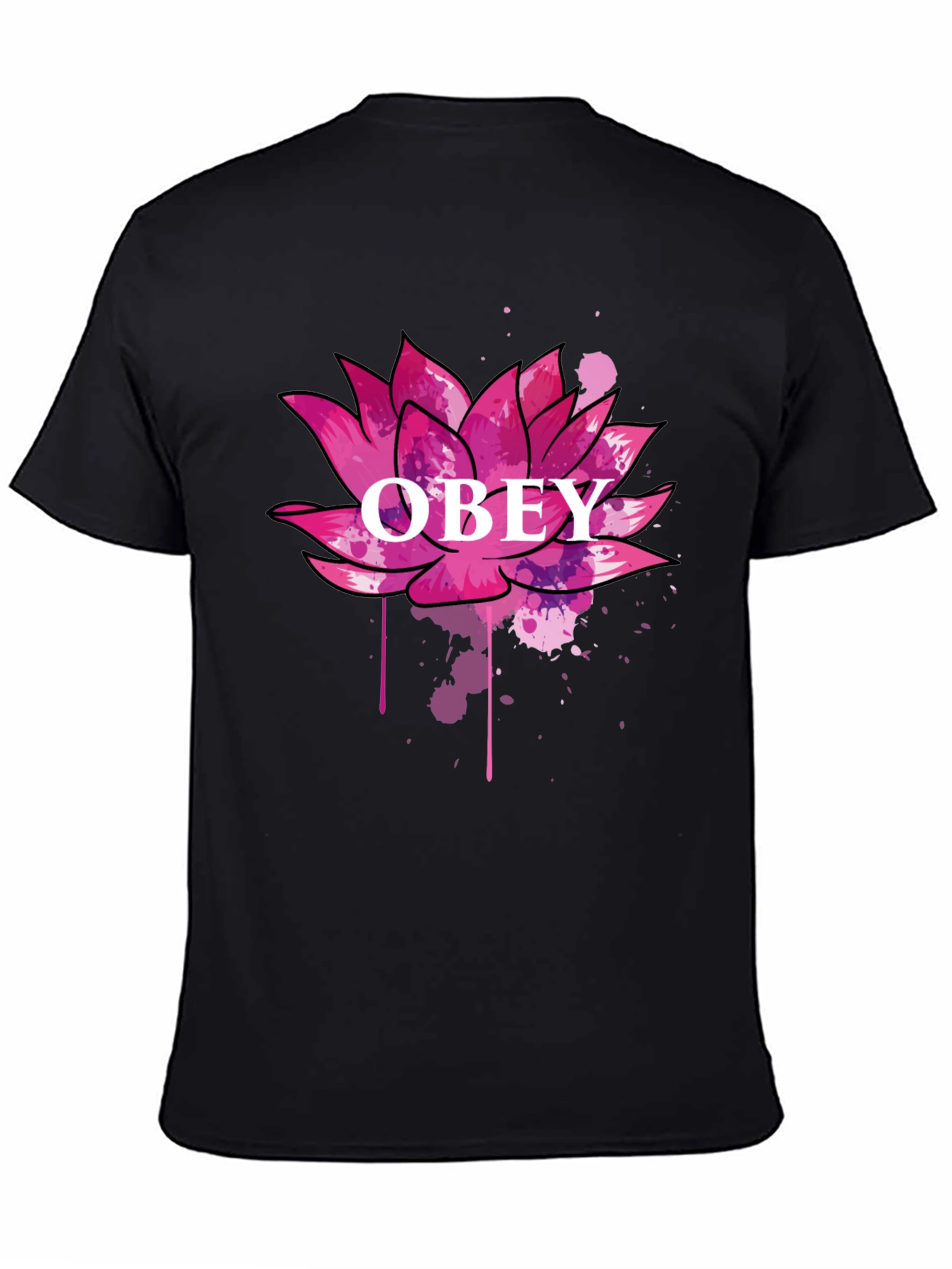 Obey Lotus Flower Graphic Black T-Shirt