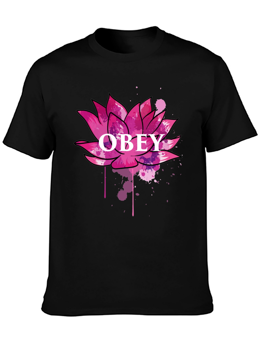 Obey Lotus Flower Graphic Black T-Shirt
