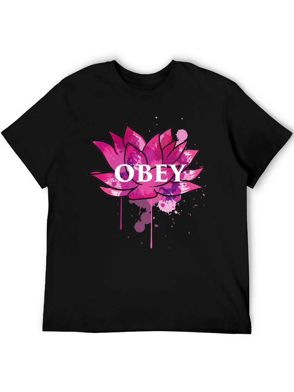 Obey Lotus Flower Graphic Black T-Shirt