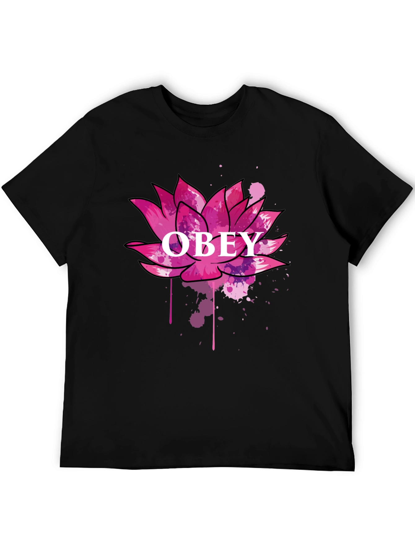 Obey Lotus Flower Graphic Black T-Shirt