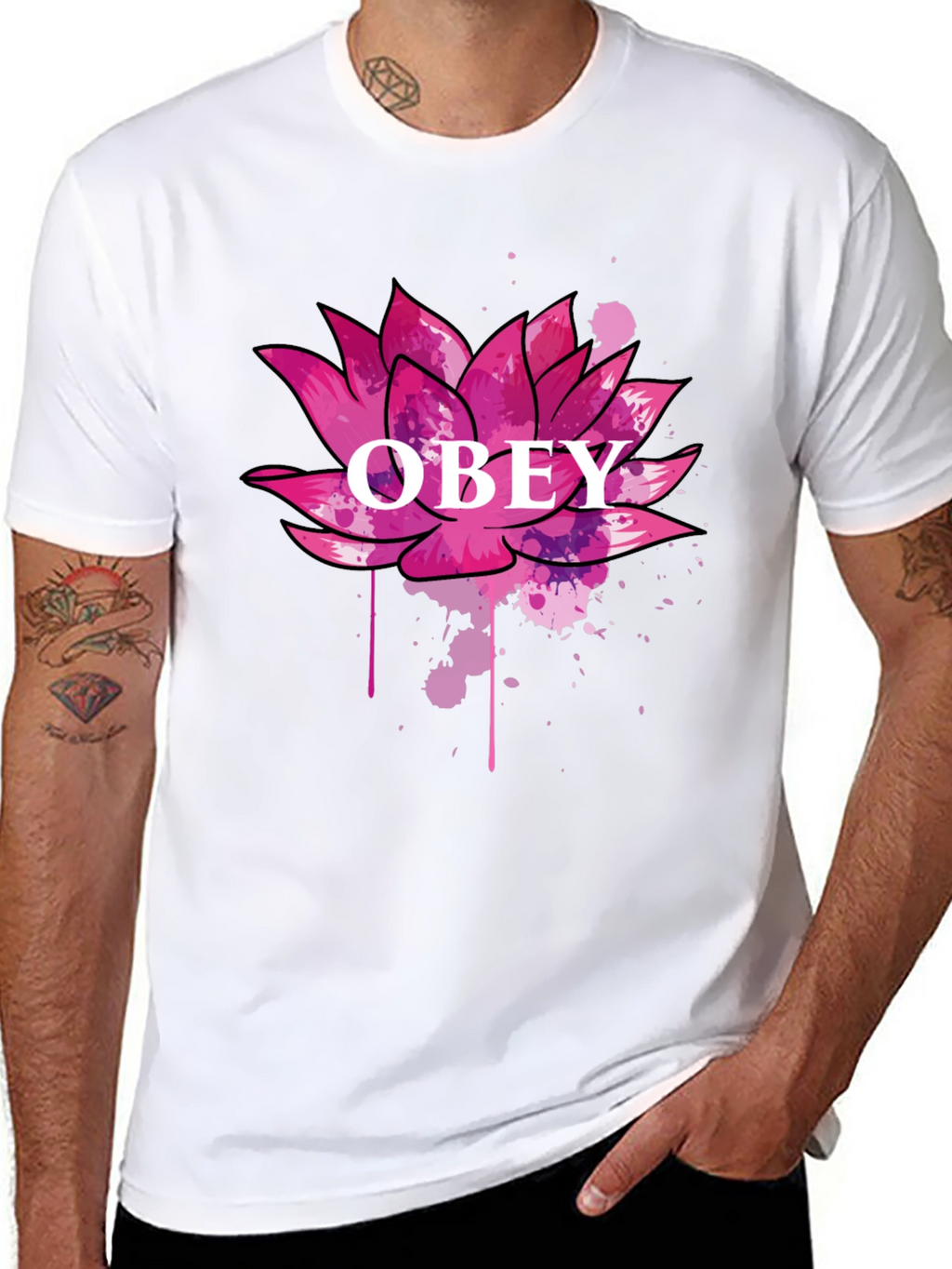 Obey Lotus Flower Graphic Black T-Shirt