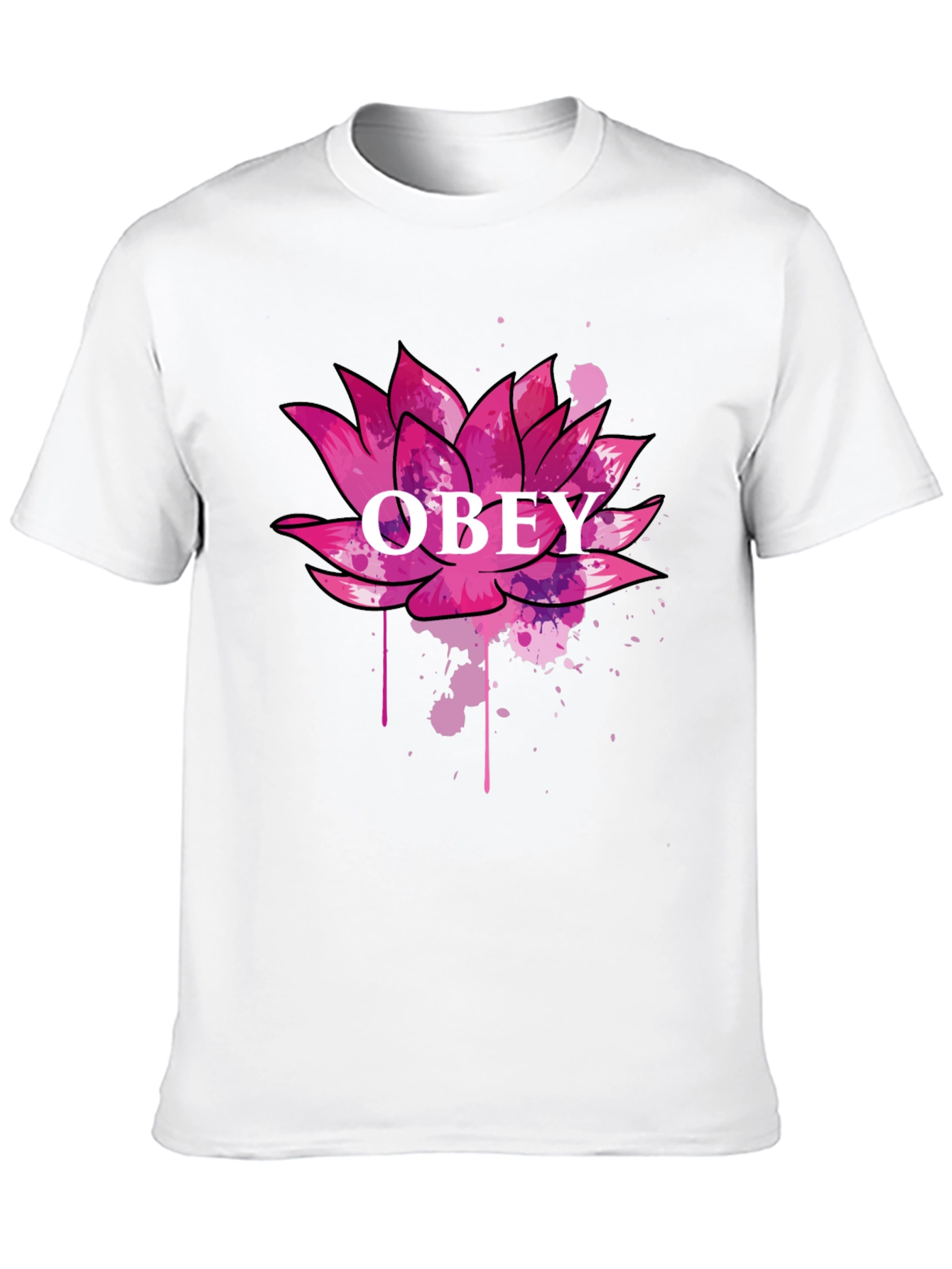 Obey Lotus Flower Graphic Black T-Shirt
