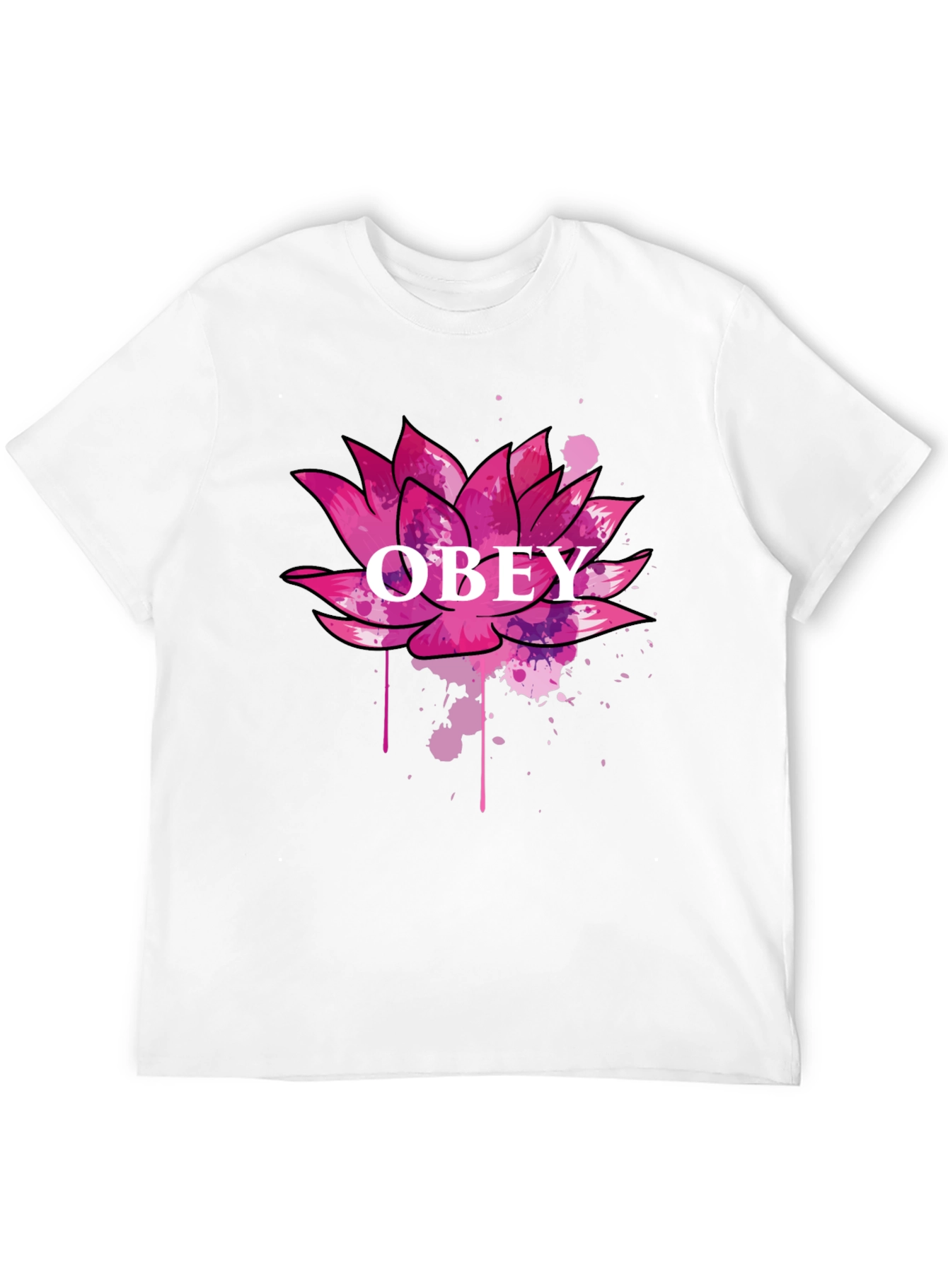Obey Lotus Flower Graphic Black T-Shirt