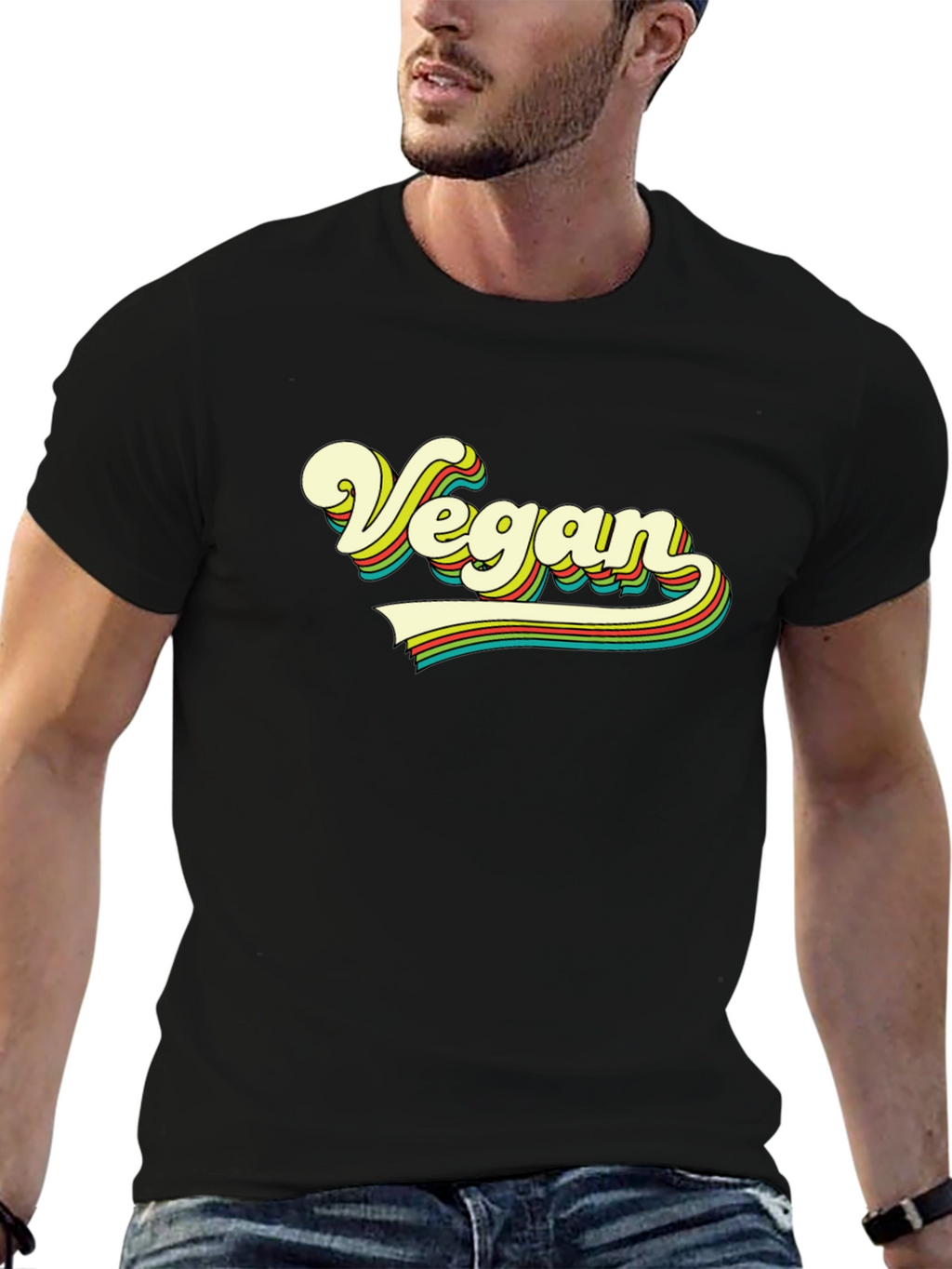 Retro Vegan T-Shirt - Black Tee