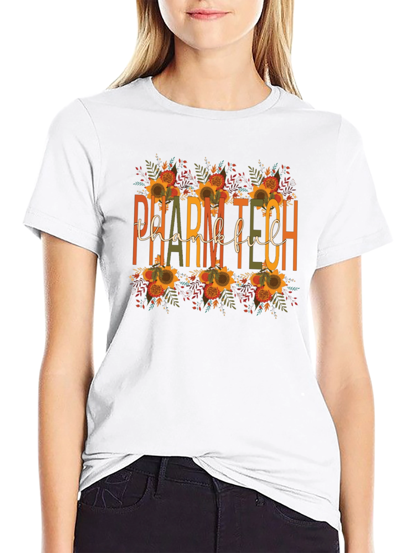 Pharm Tech Thankful T-Shirt Fall Floral Print